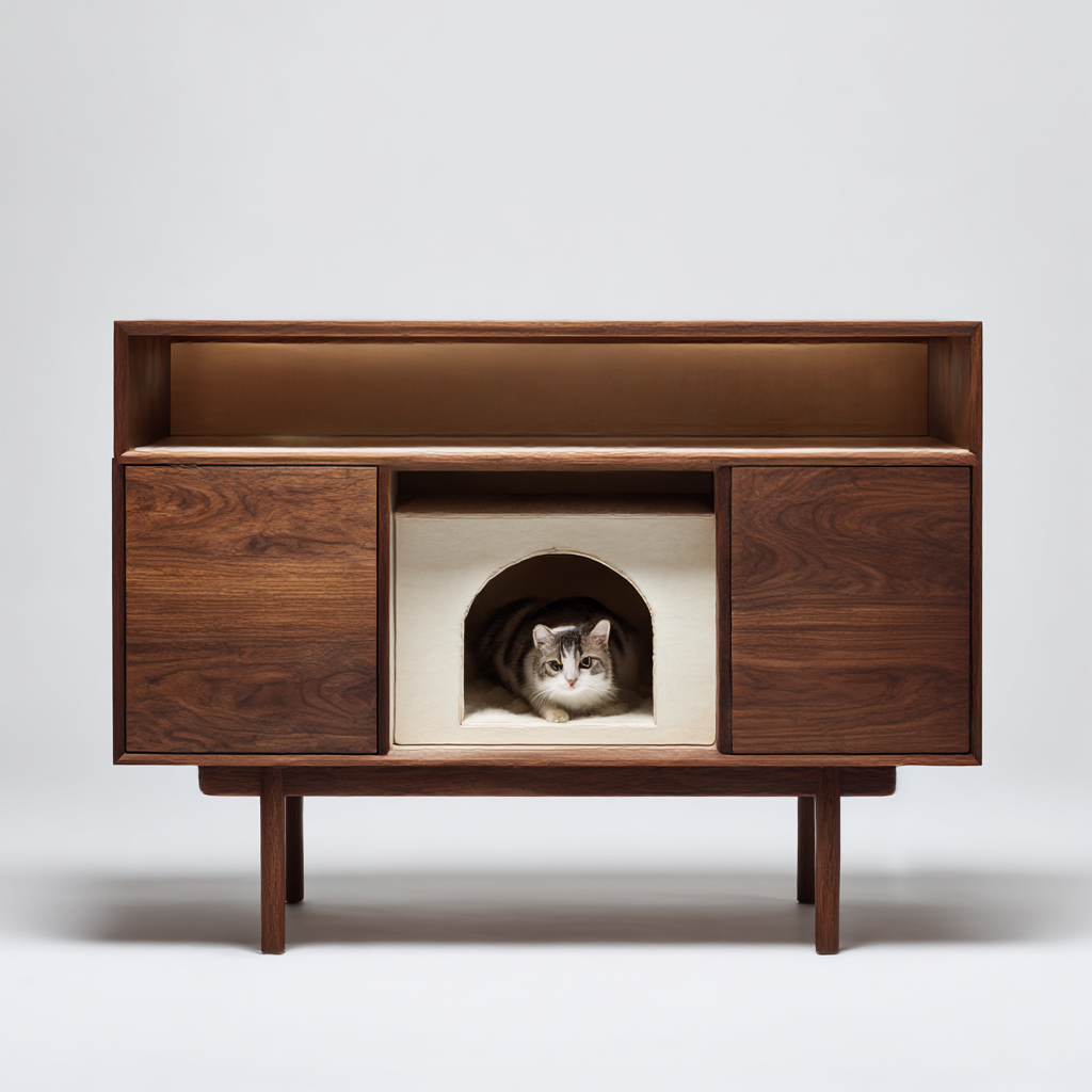 Mueble exclusivo con refugio integrado para gatos