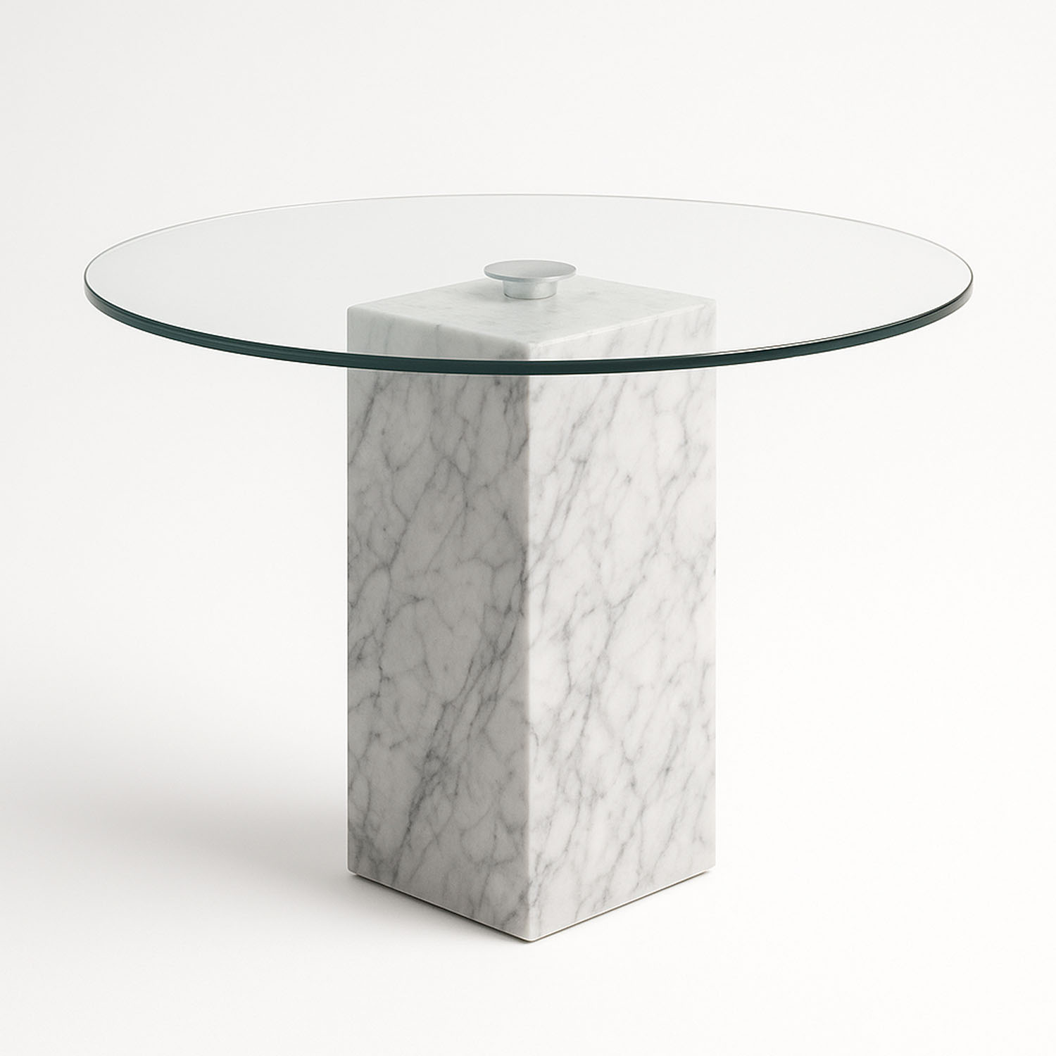 Mesa Redonda Mármol y Cristal de Centro o Lateral