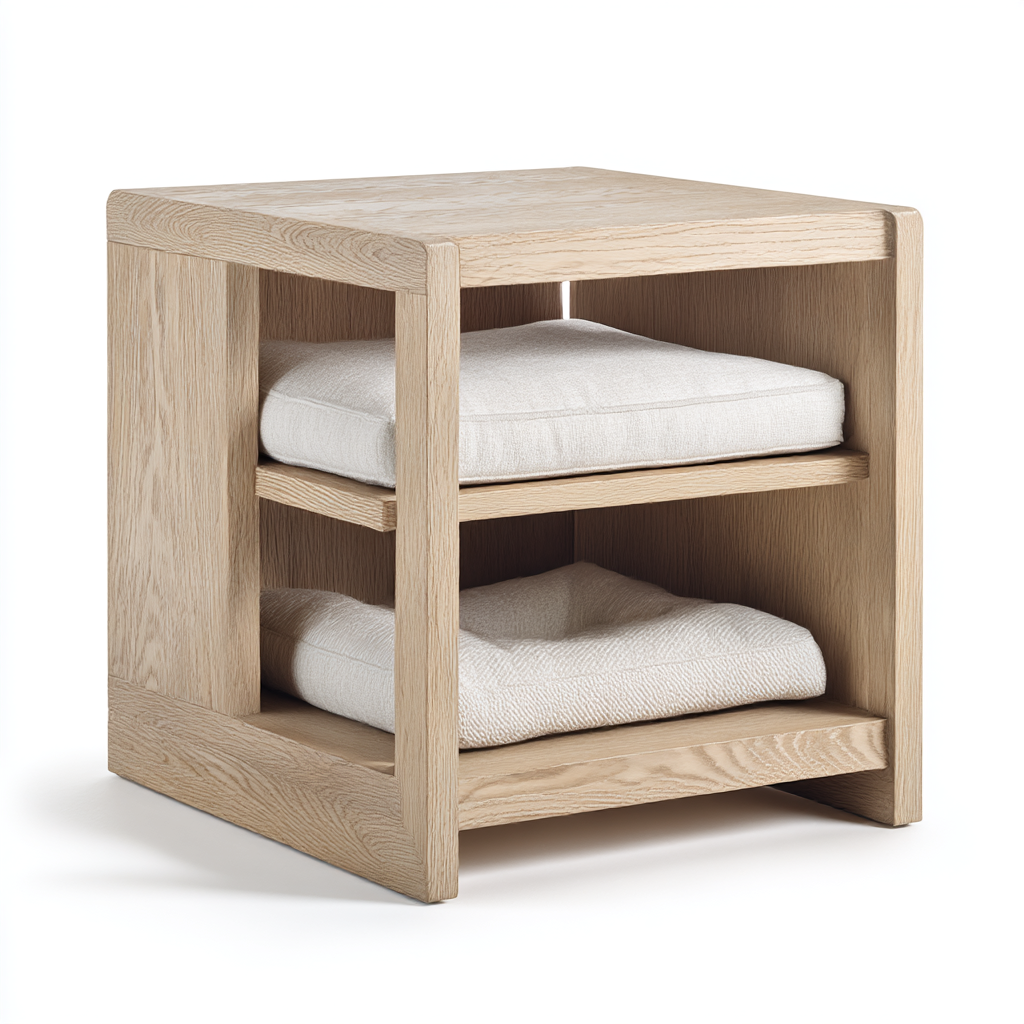Cubo de Madera Natural con Almohadillas Dobles