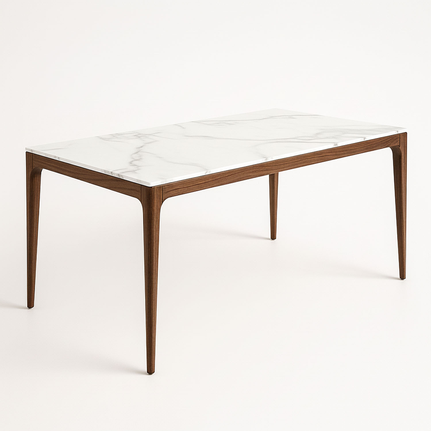 Mesa de Comedor con Cubierta de Mármol y Estructura de Madera o Metal