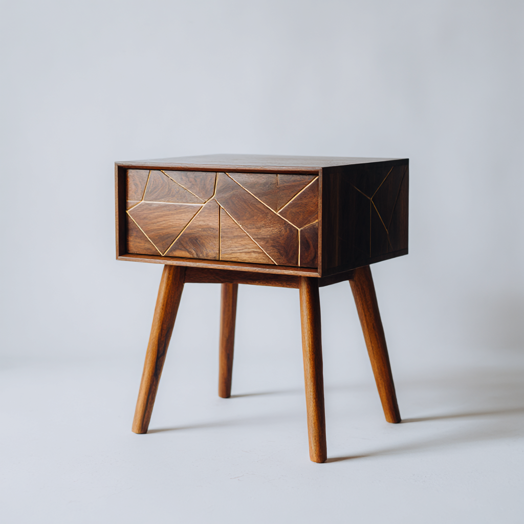 Mesa Auxiliar Geométrica en Madera Nativa