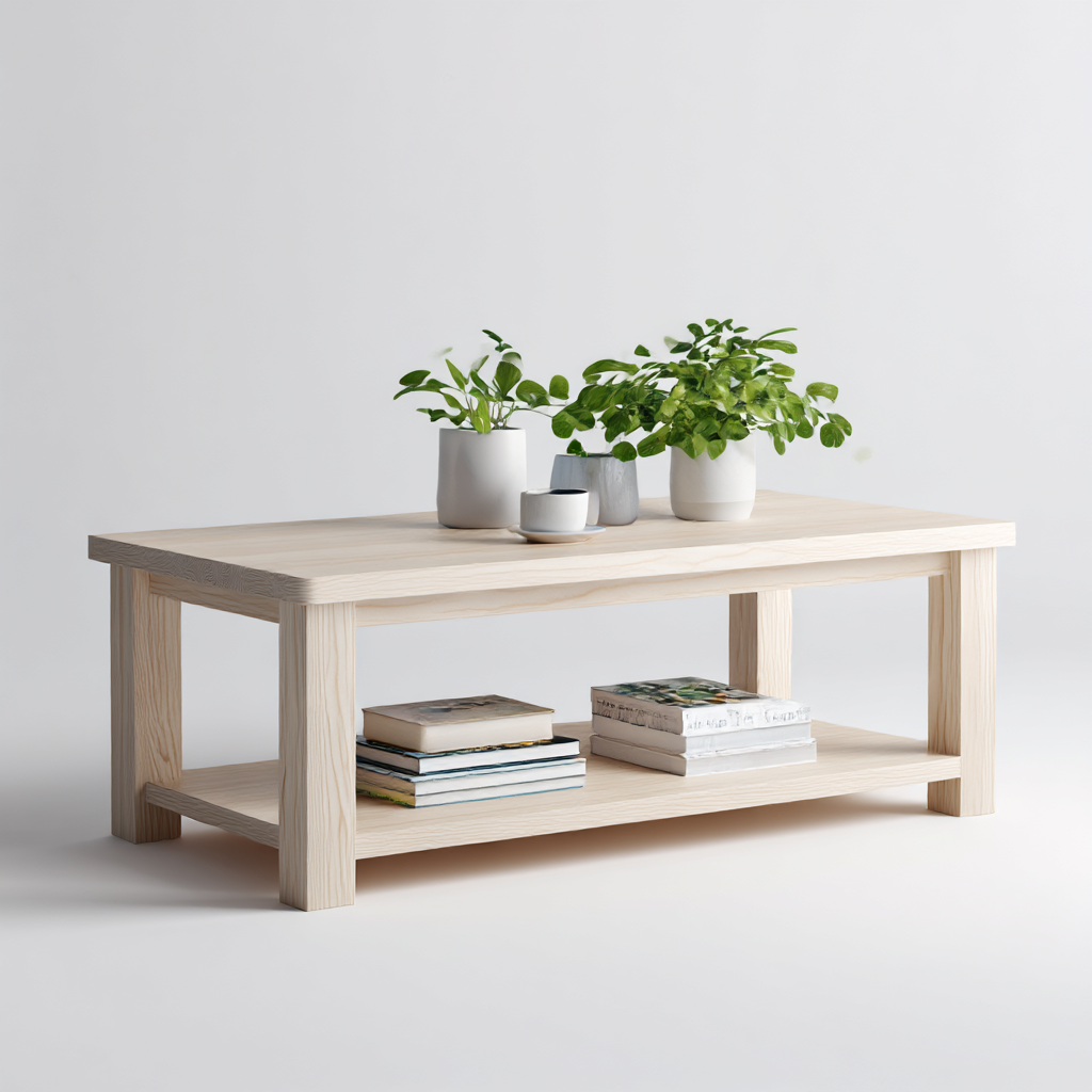 Mesa de Centro Escandinava en Madera Natural