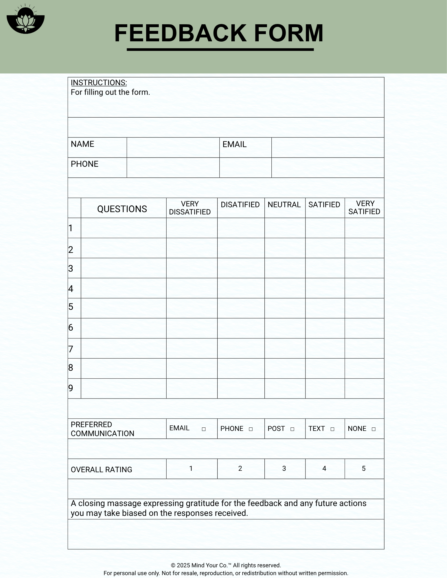 Feedback Form