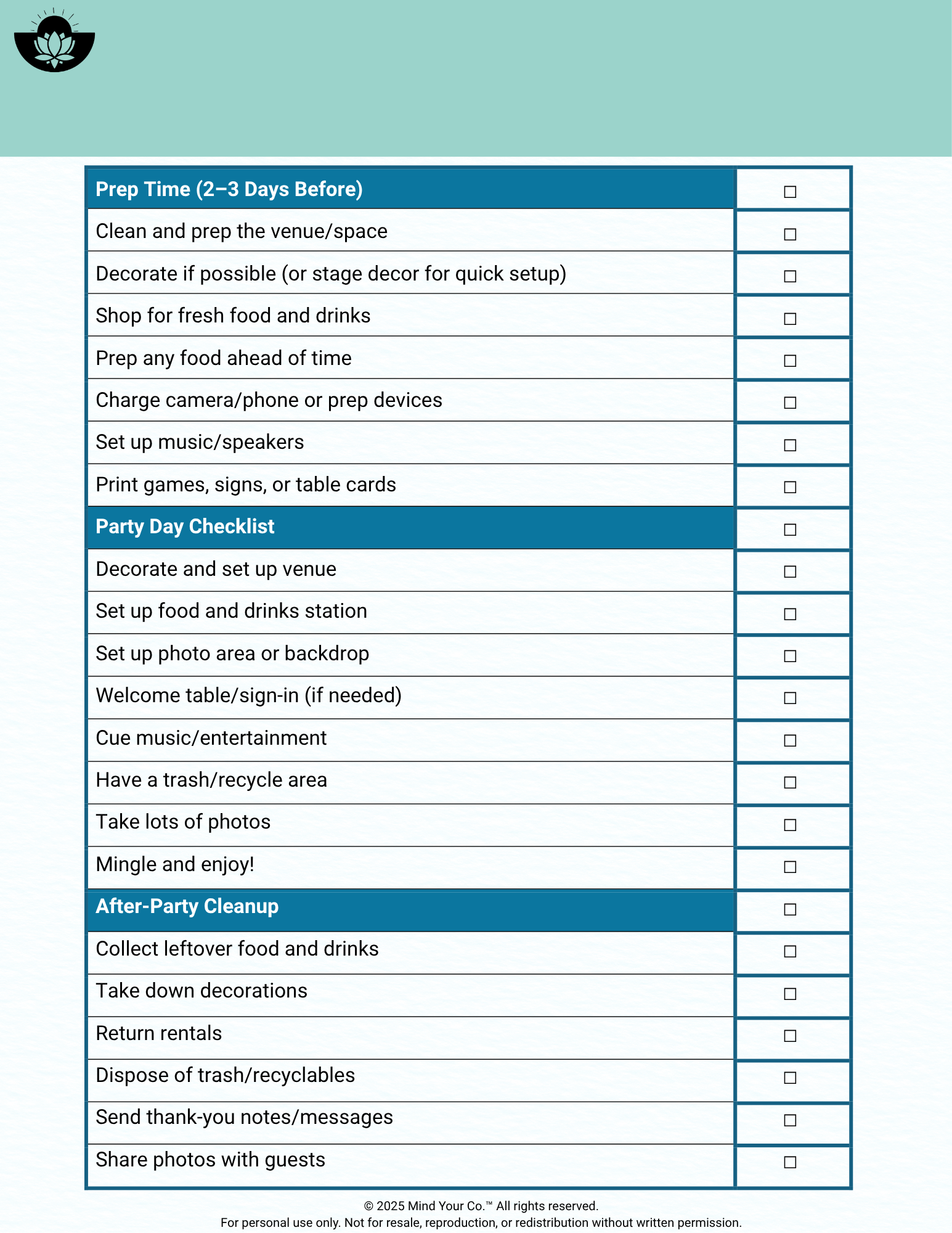Event Planning Checklist