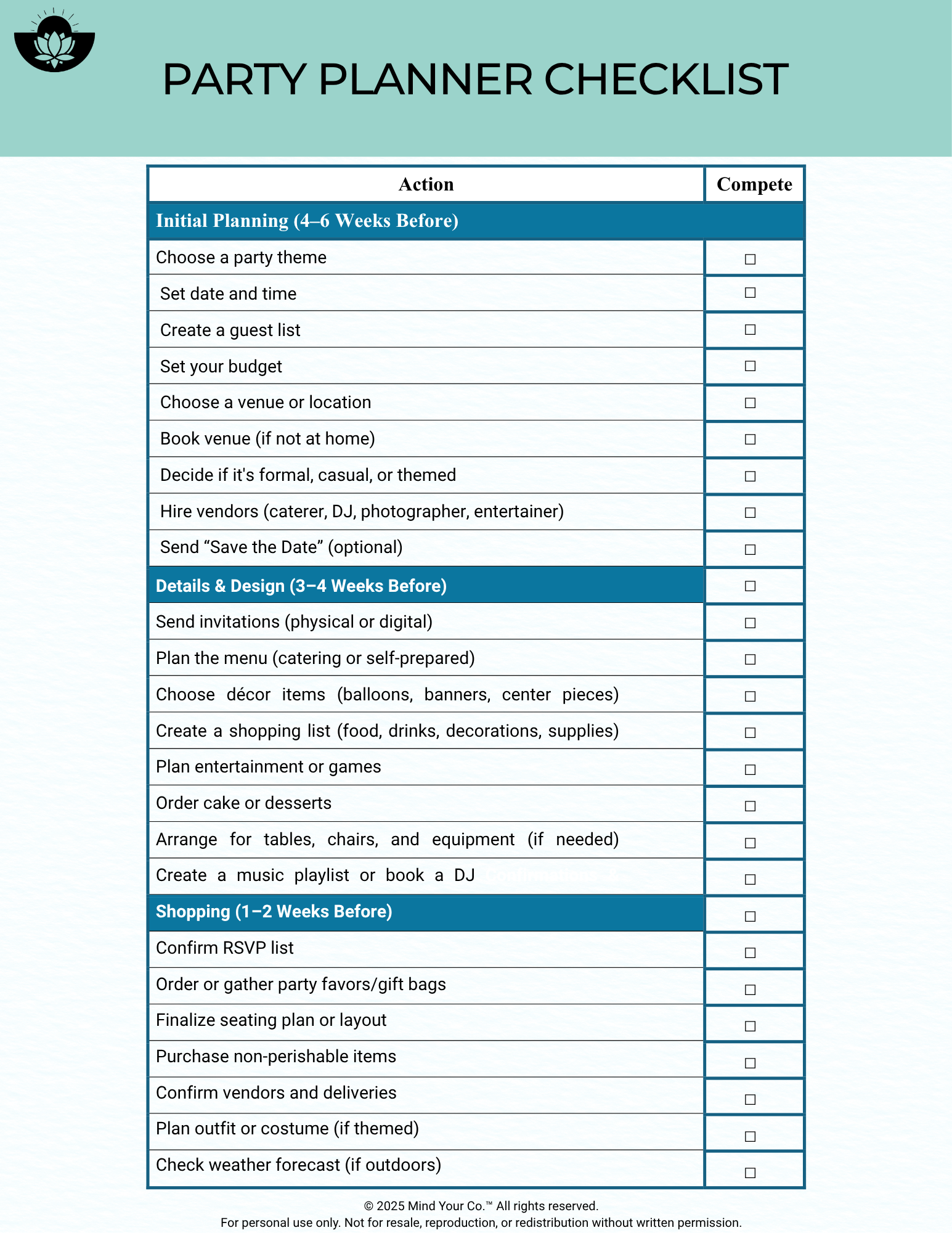 Event Planning Checklist