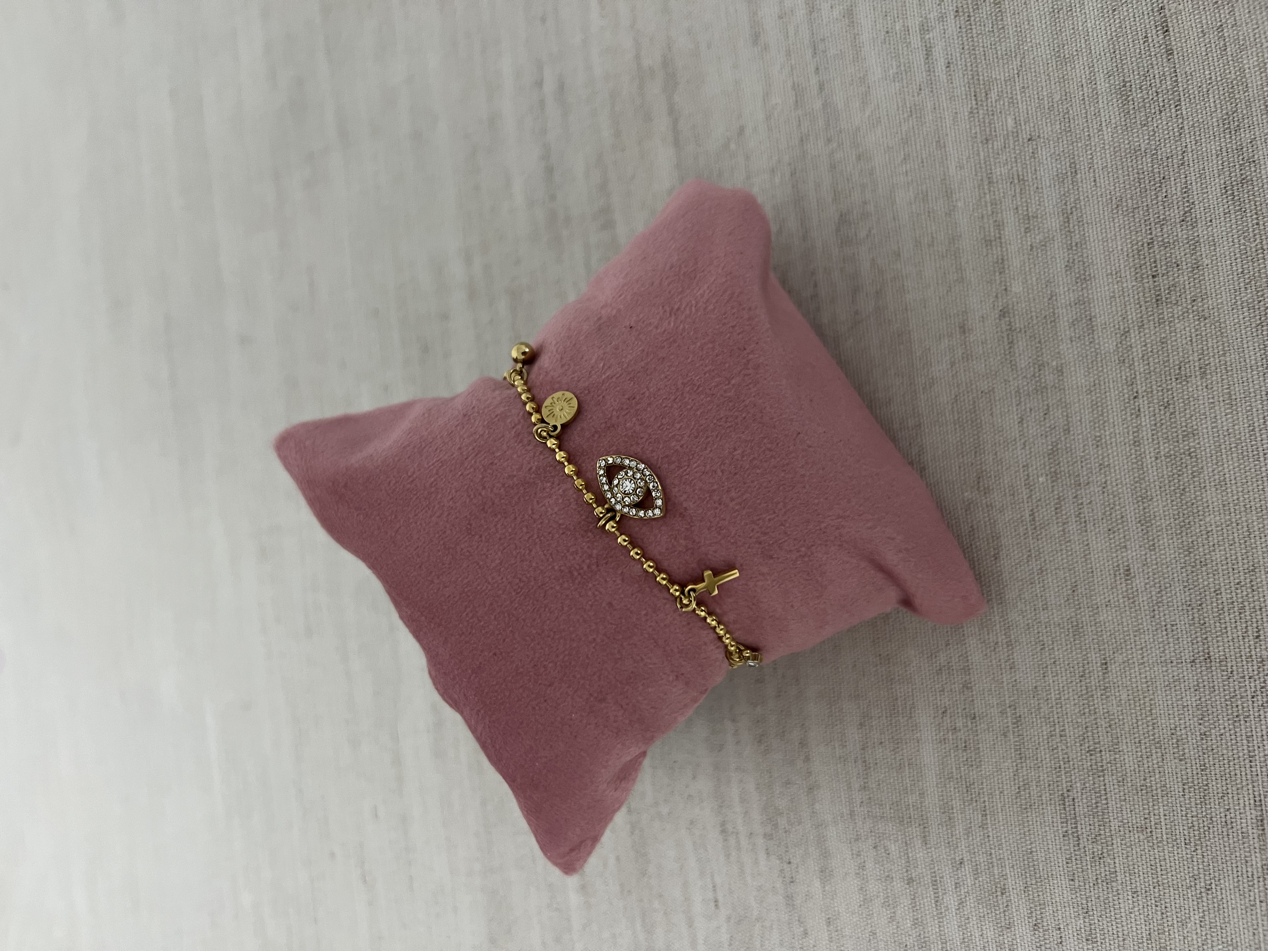 Pulseira em aço inoxidável com olho turco