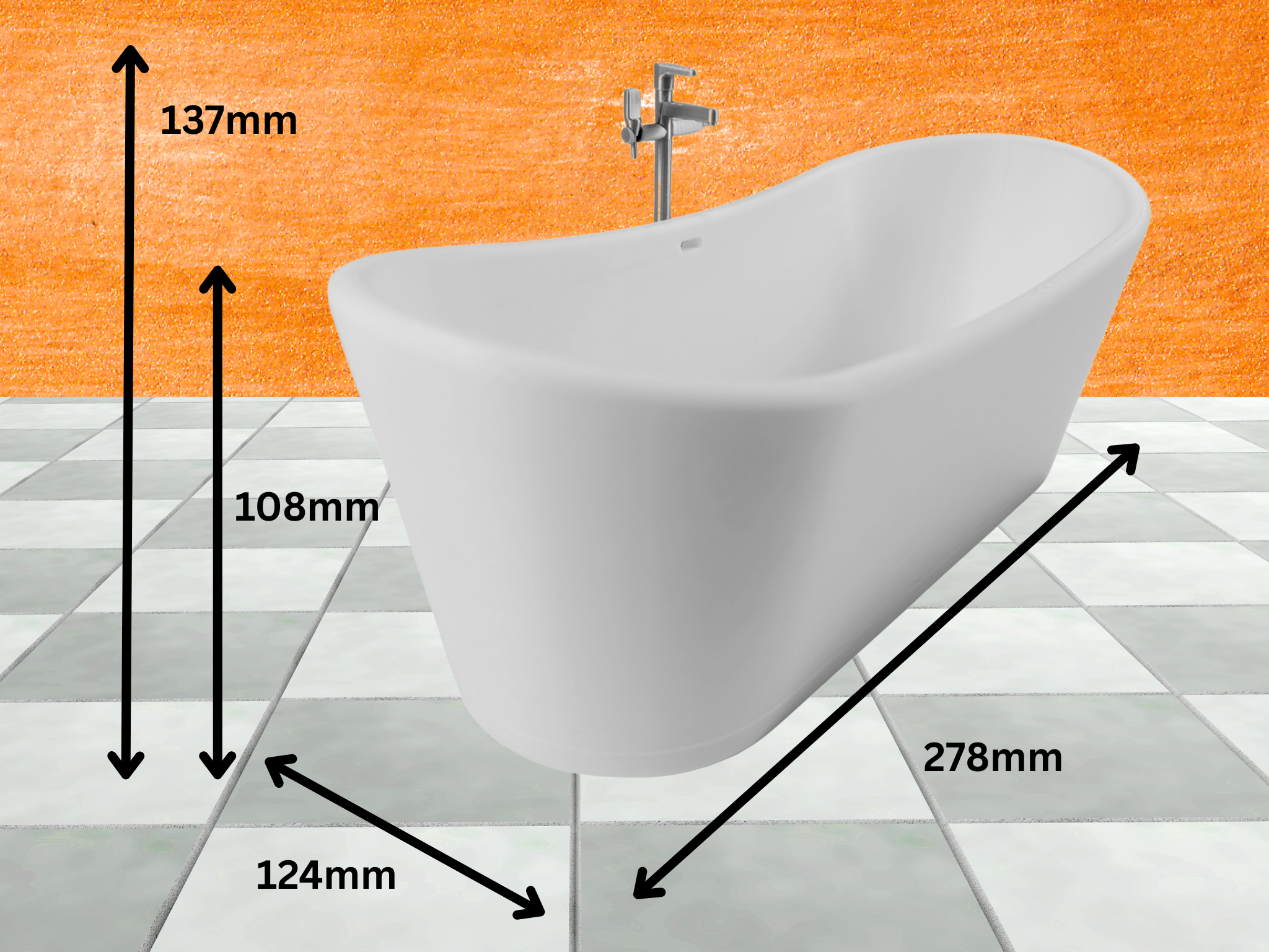 Freistehende Badewanne Maßstab 1:6