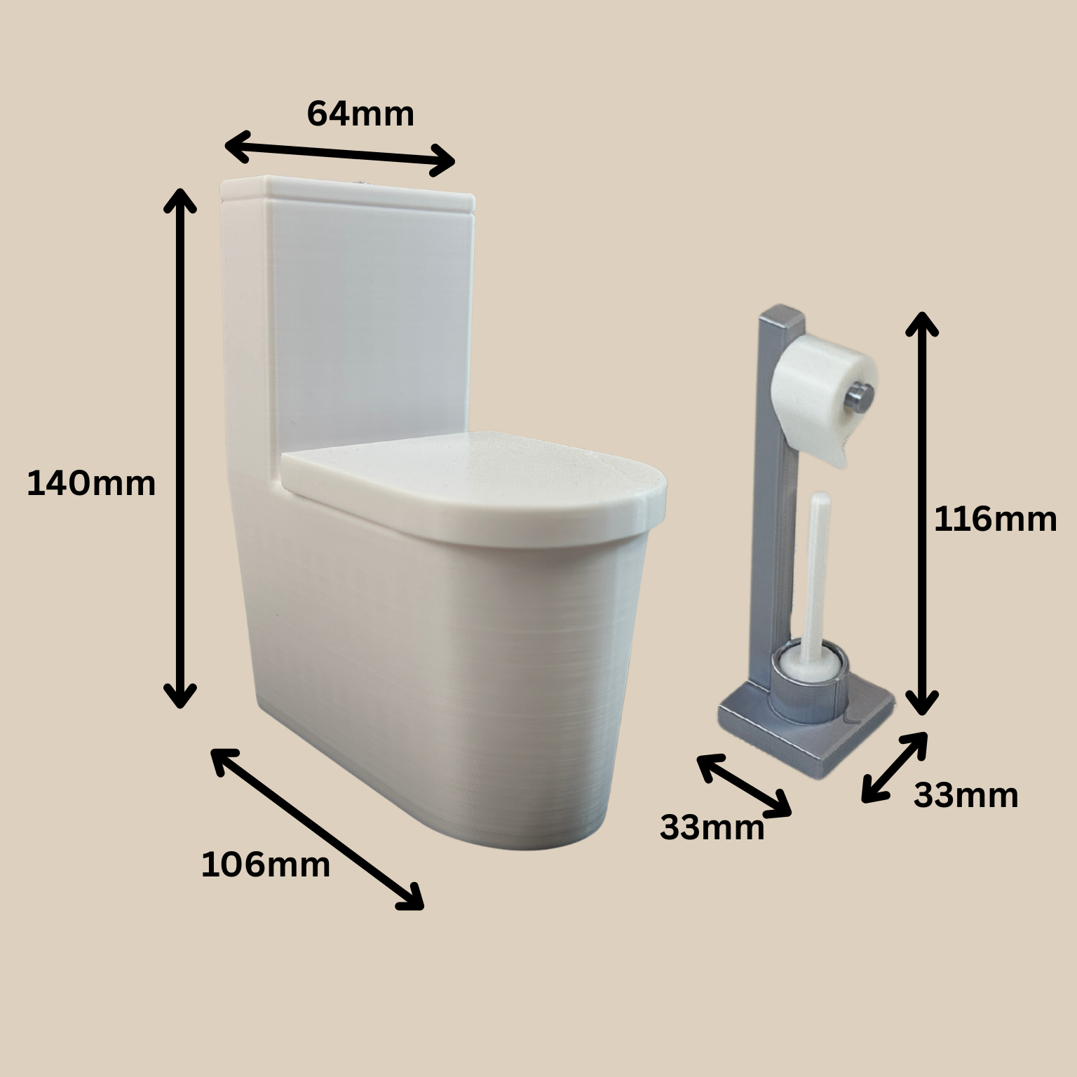 Miniatur Toilettenset weiß 1:6