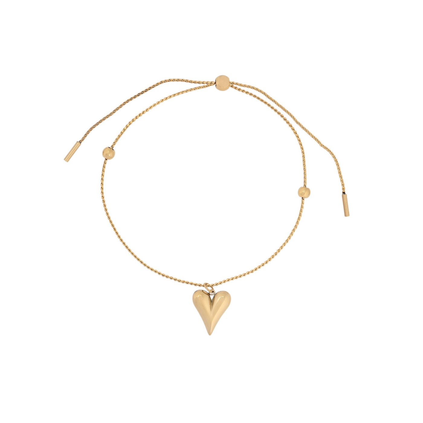 Pulseira de coração dourado