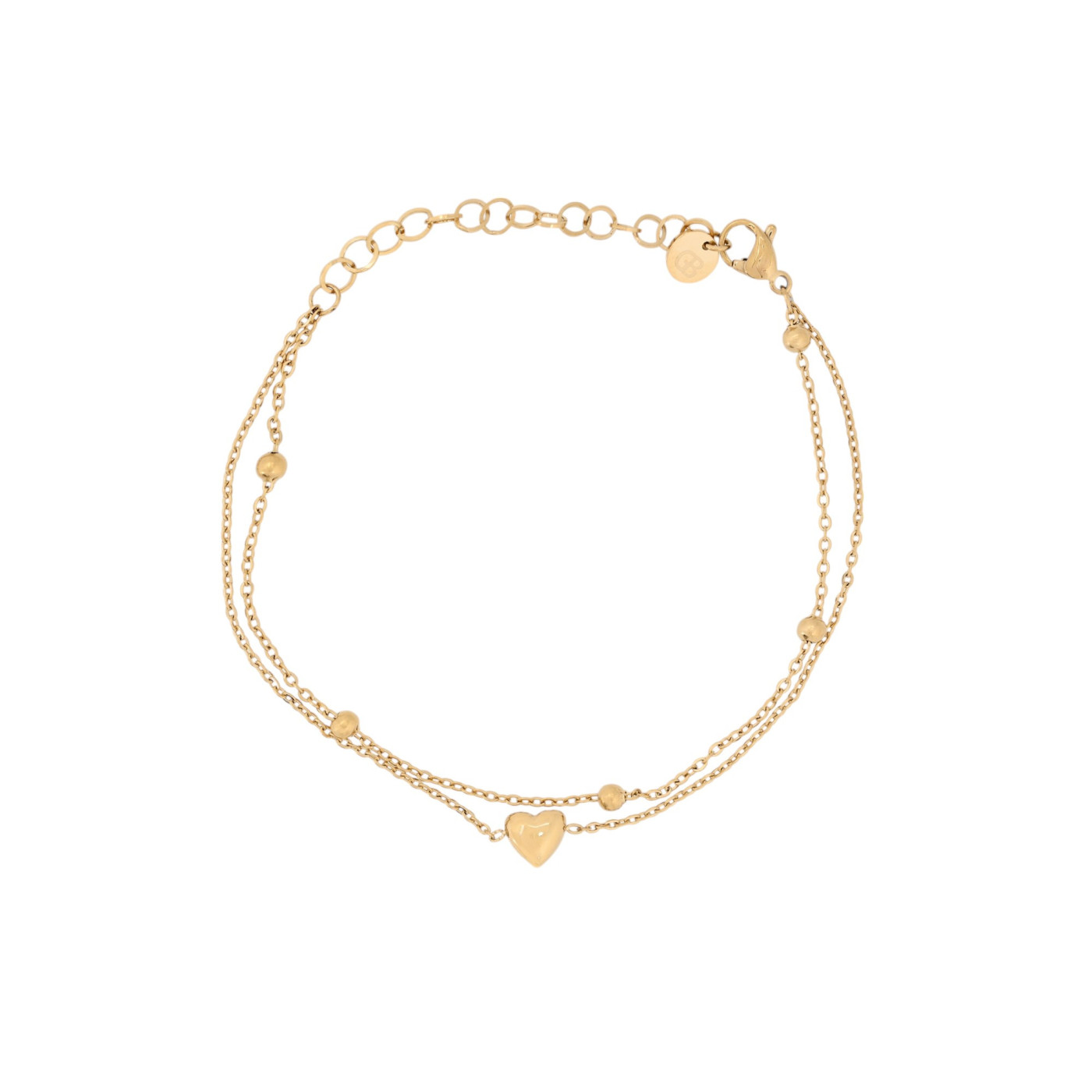 PULSEIRA EM AÇO COM CORAÇÃO E BOLINHAS