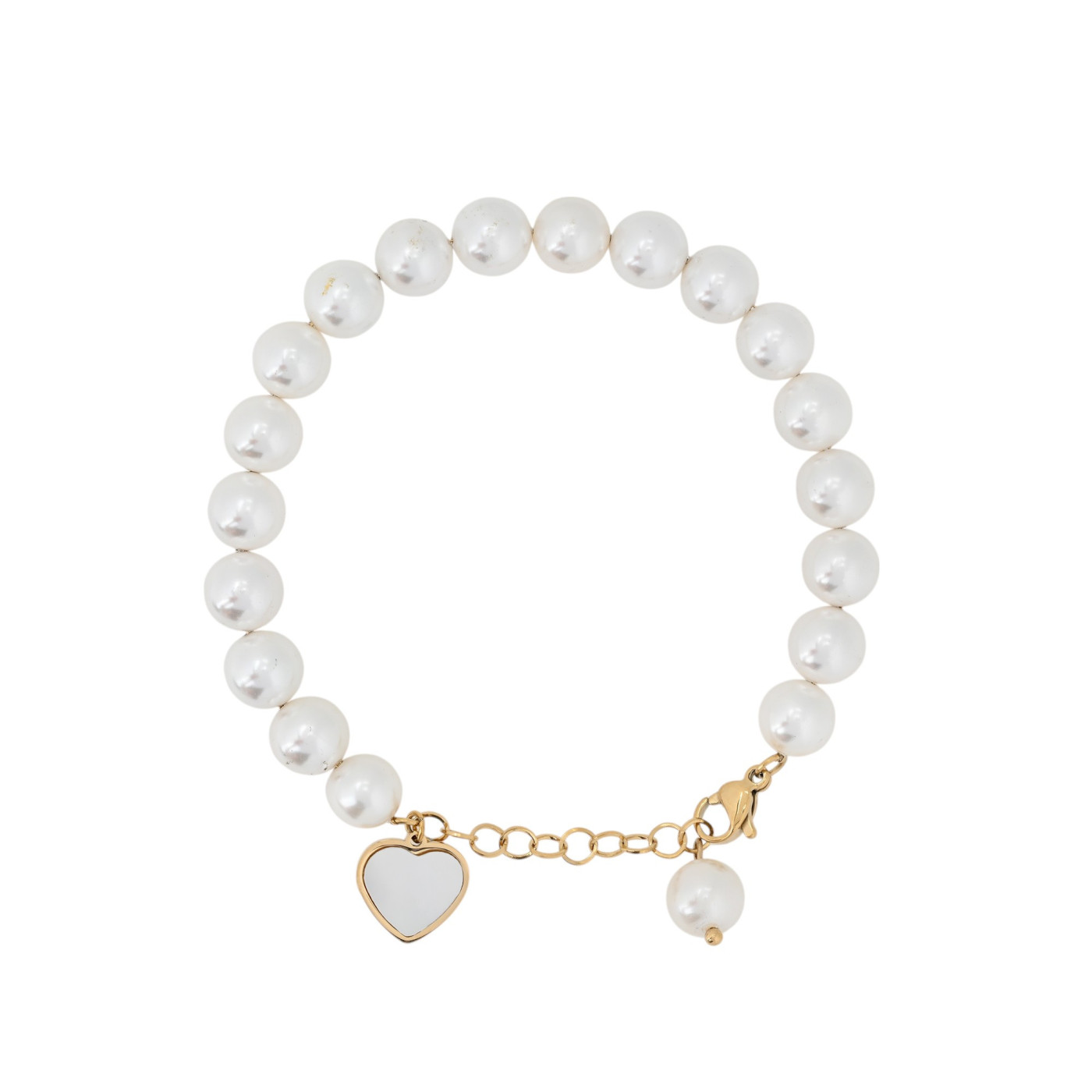Pulseira de Pérolas com Pingente de Coração