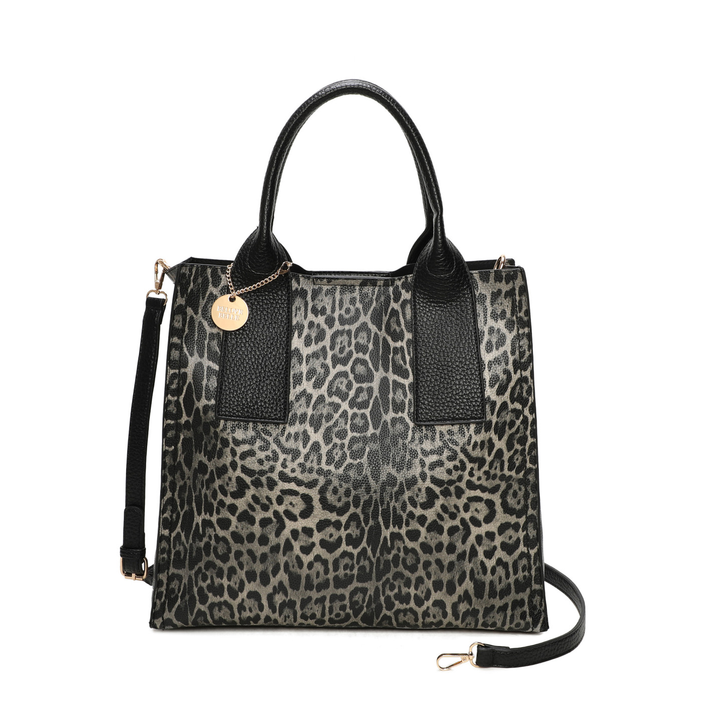 MALA SHOPPER COM ESTAMPADO ANIMAL E PENDENTE