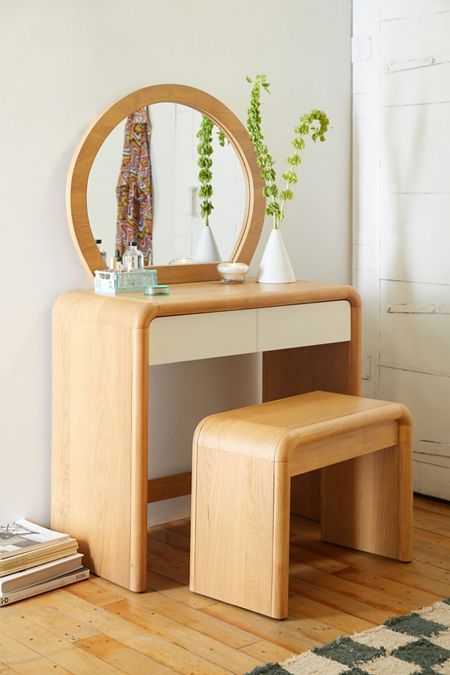 Modern Wooden Vanity Table Set