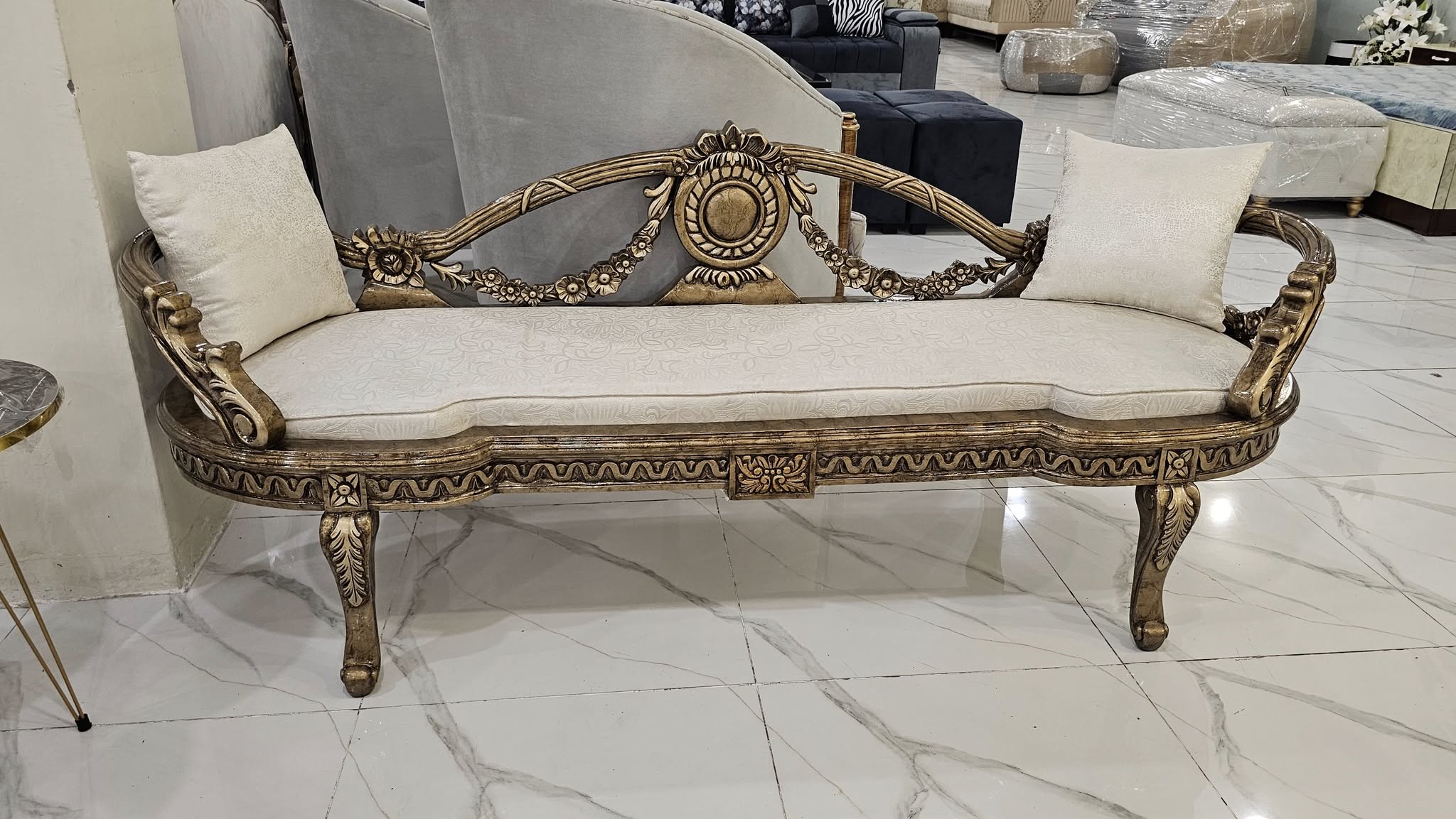 Vintage Ornate Wooden Sofa