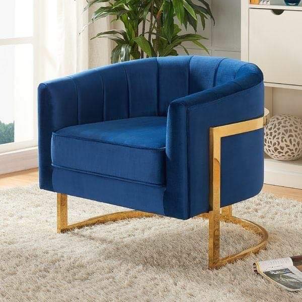 Modern Blue Velvet Armchair