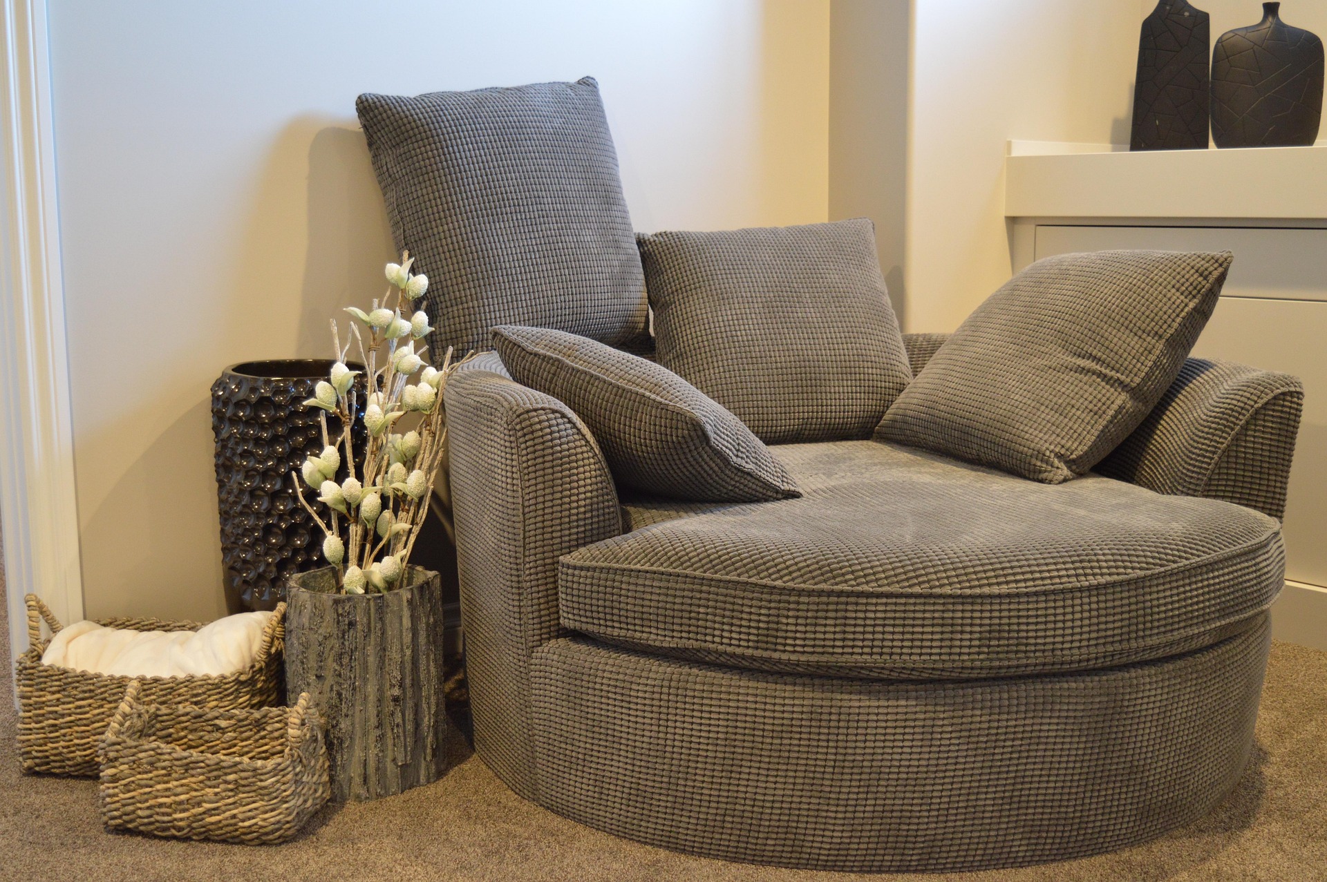 Round Gray Lounge Chair