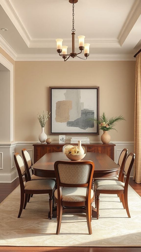 Elegant wooden dining table set