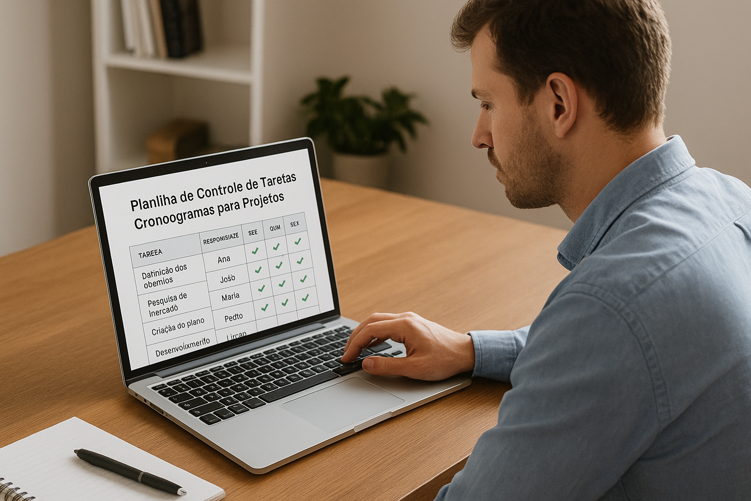 Planilha de controle de tarefas e cronogramas para projetos