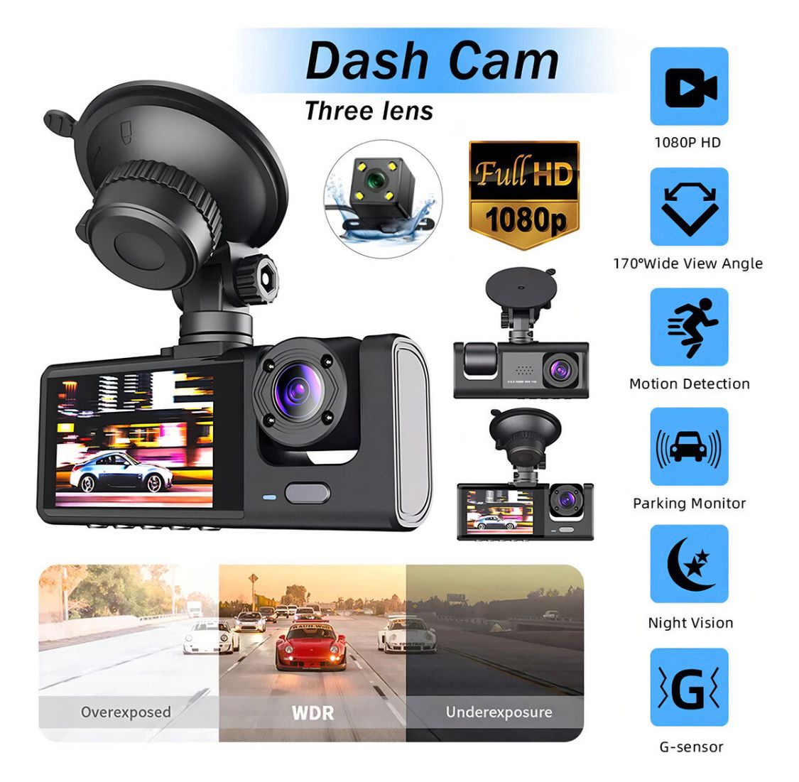 Cámara Dash de tres lentes