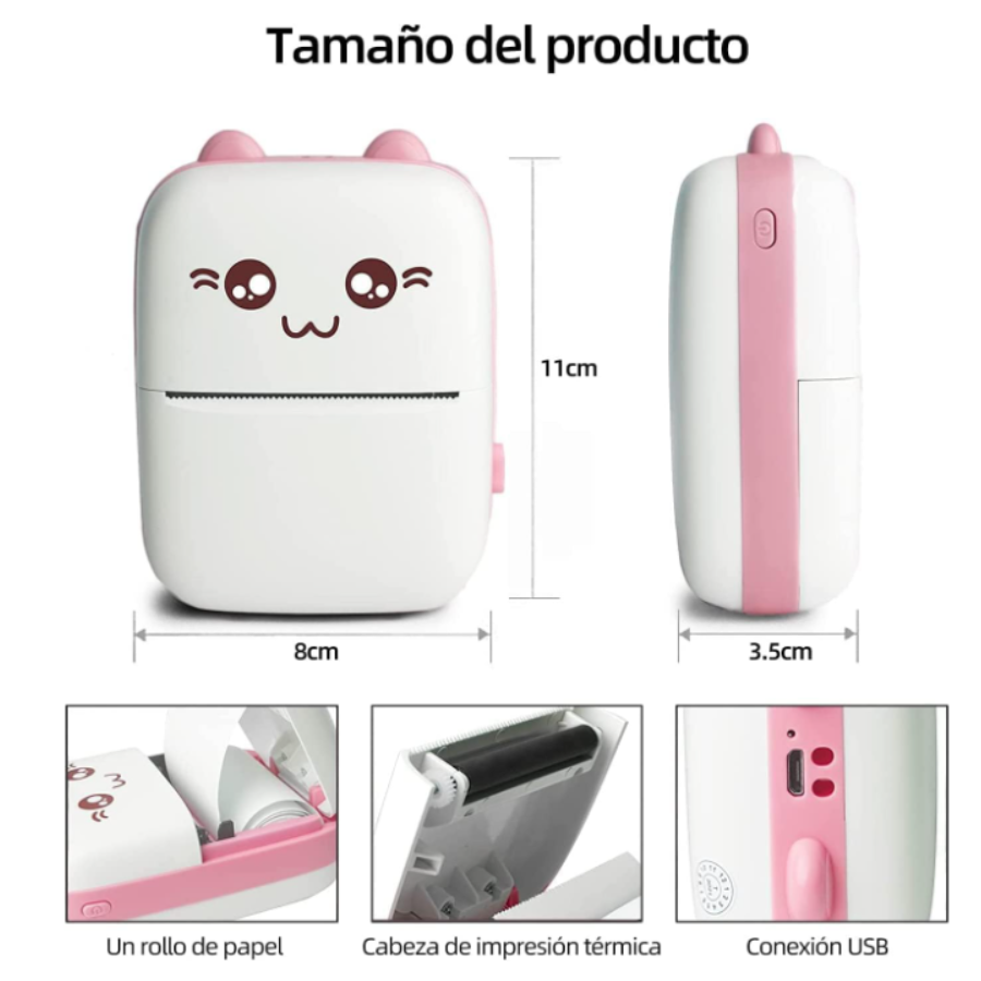 Impresora portátil con diseño de gatito