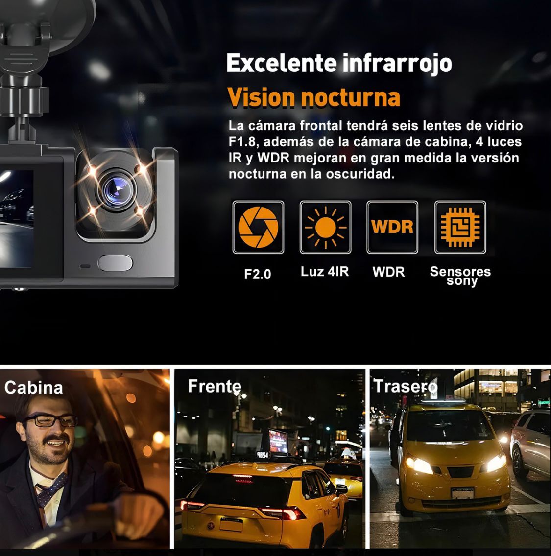 Cámara Dash de tres lentes