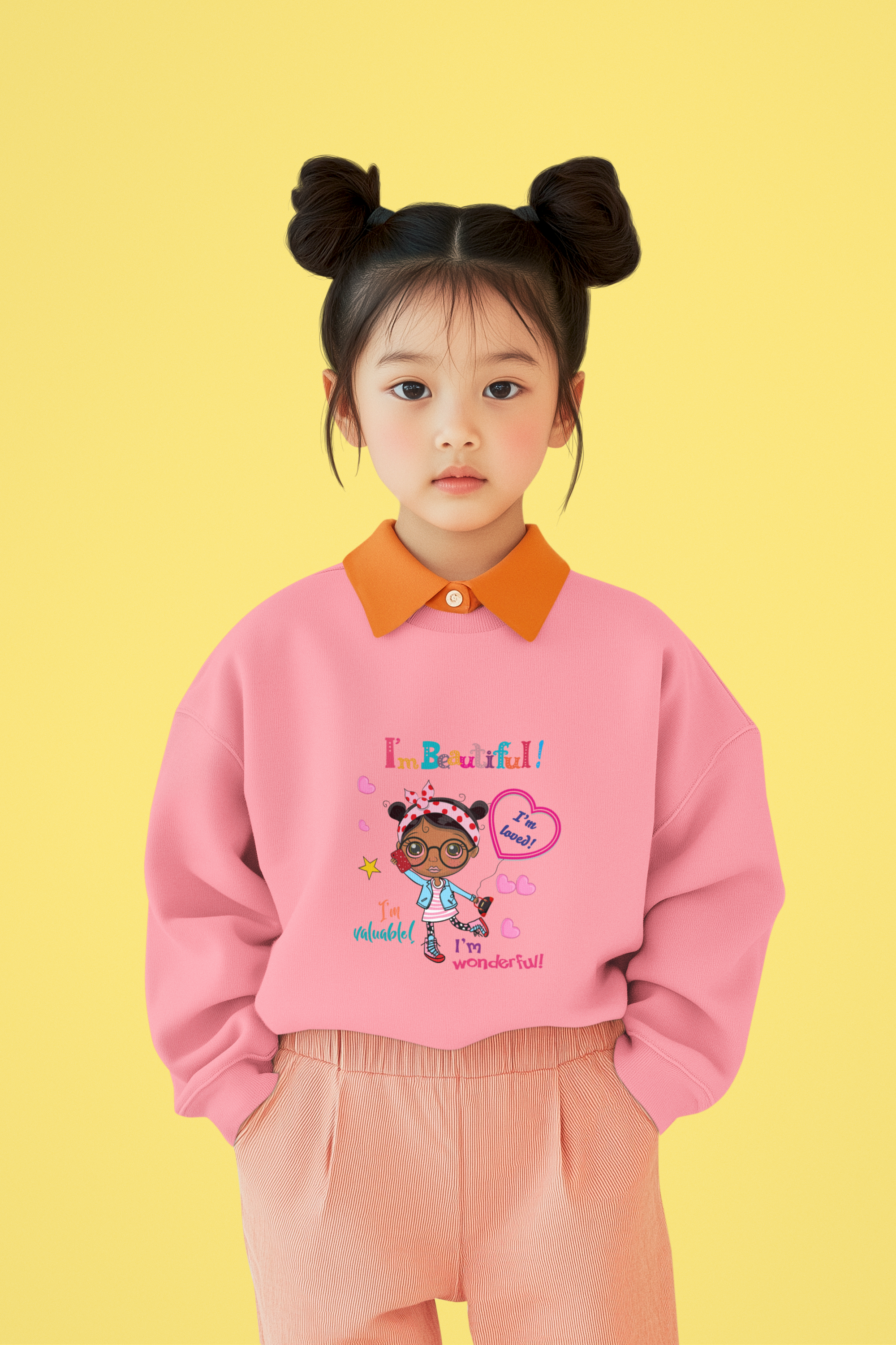 Yellow 'I'm Beautiful!' Kids Sweatshirt