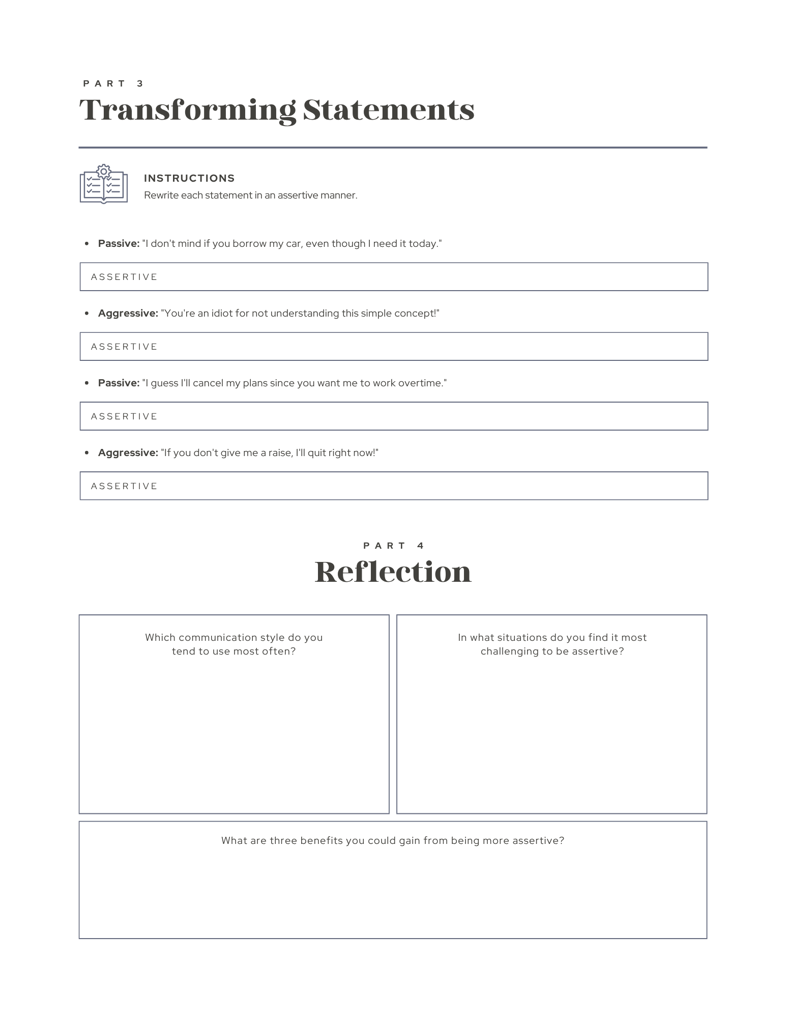 Assertiveness Worksheet