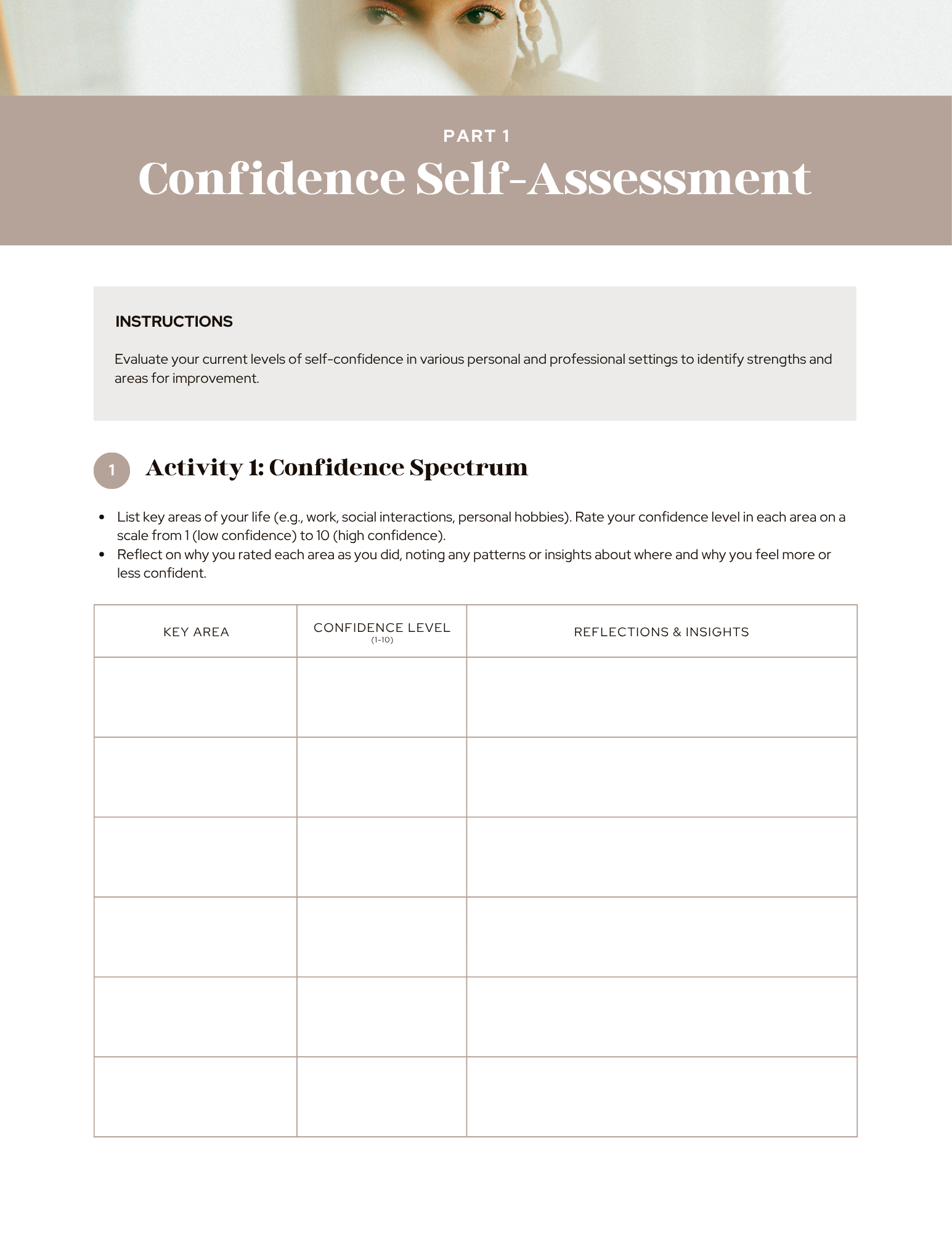 Self- Esteem Worksheets For Adults