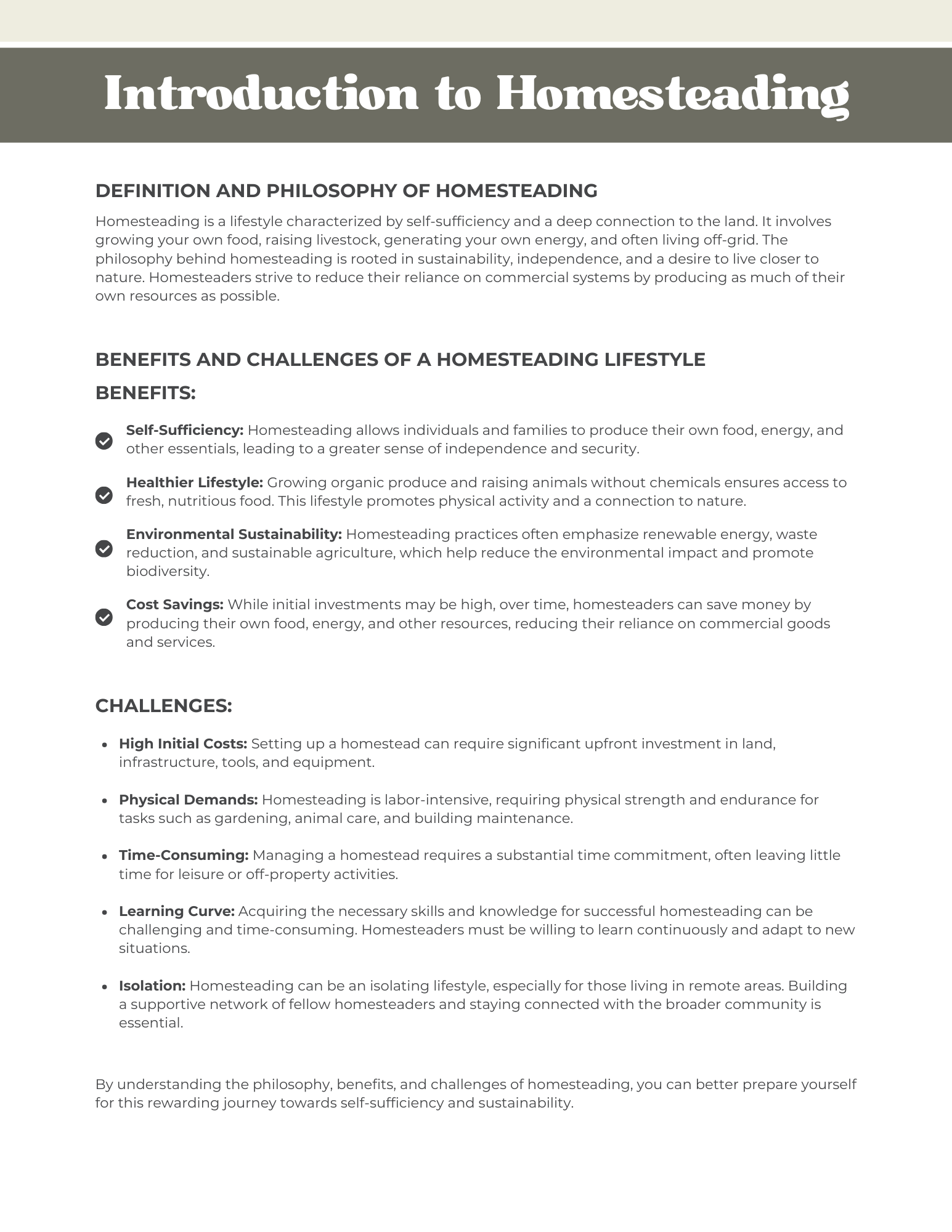 Homesteading Guide eBook