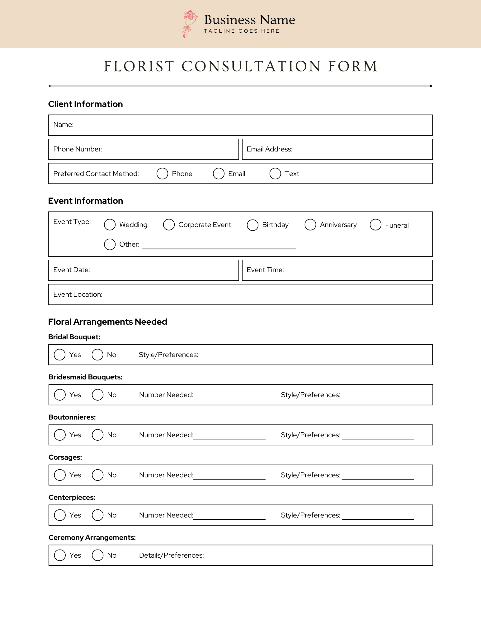 Floral Consultation Form