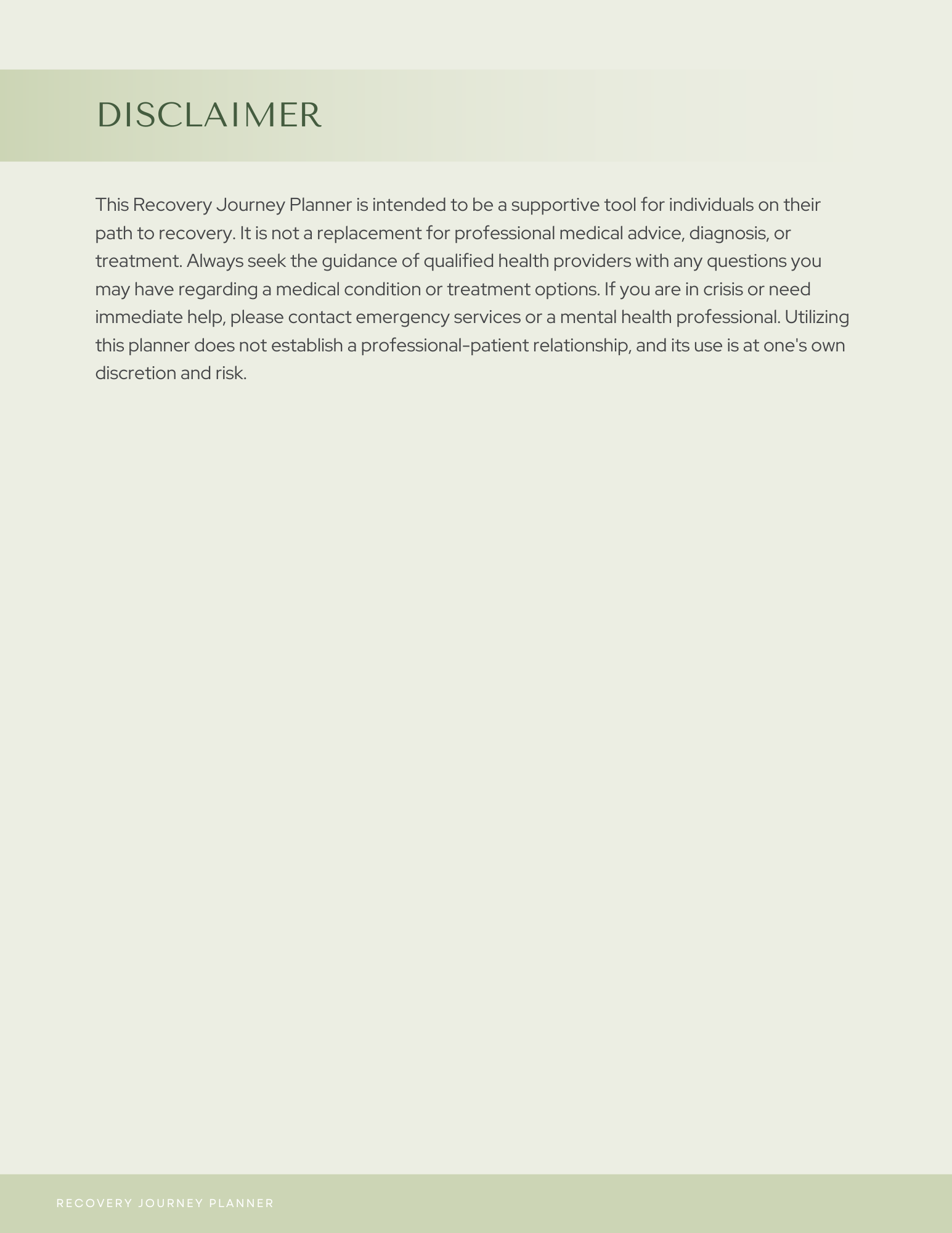 Recovery Journey Planner 