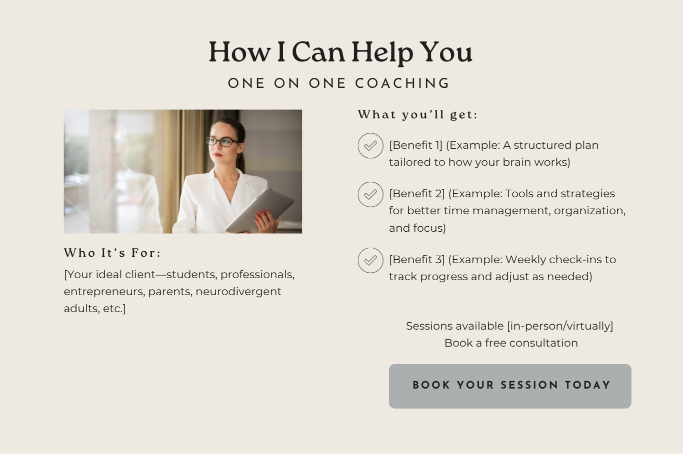 Executive Function Coach Website Template 