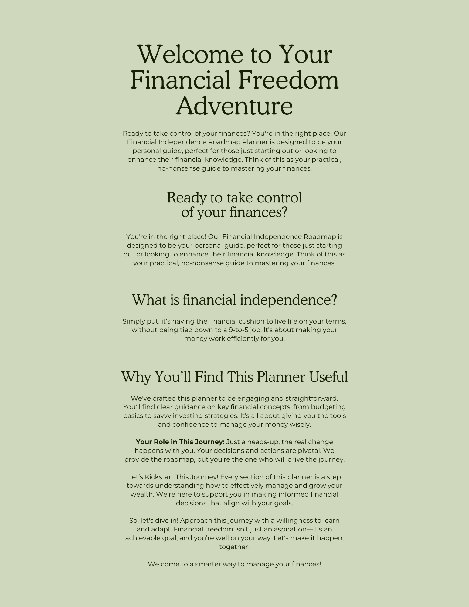 Financial Independence Roadmap