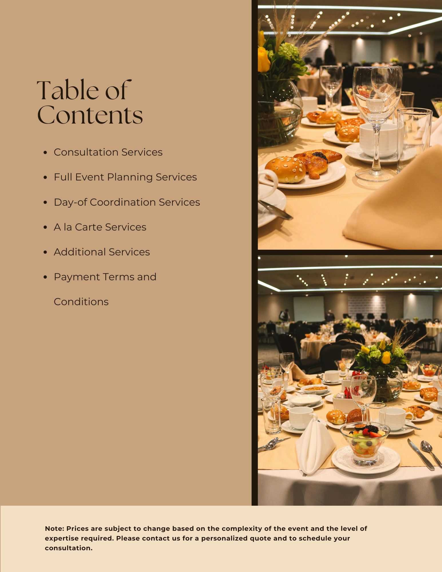 Event Planner Price List Template