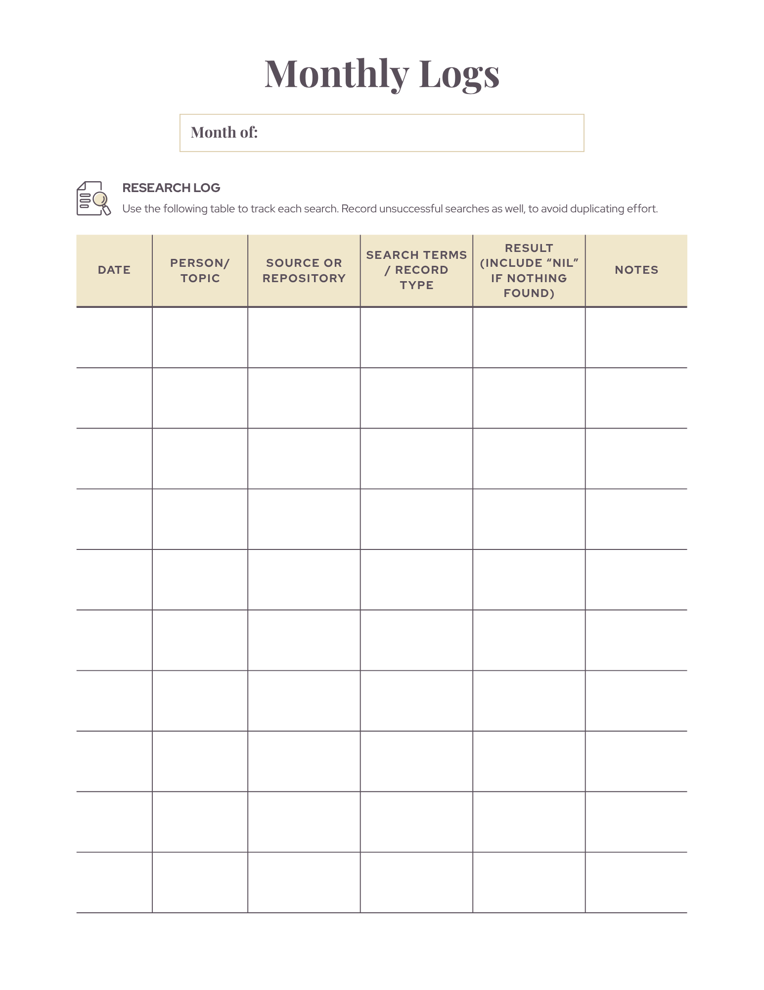 Genealogy Planner + Free Family Tree - 5 Generations