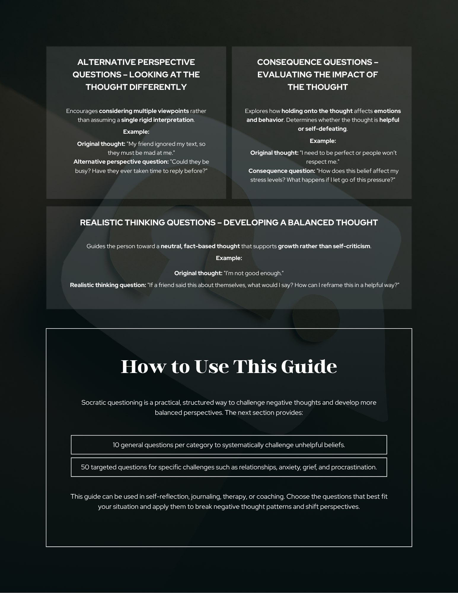 Socratic Questions Worksheets