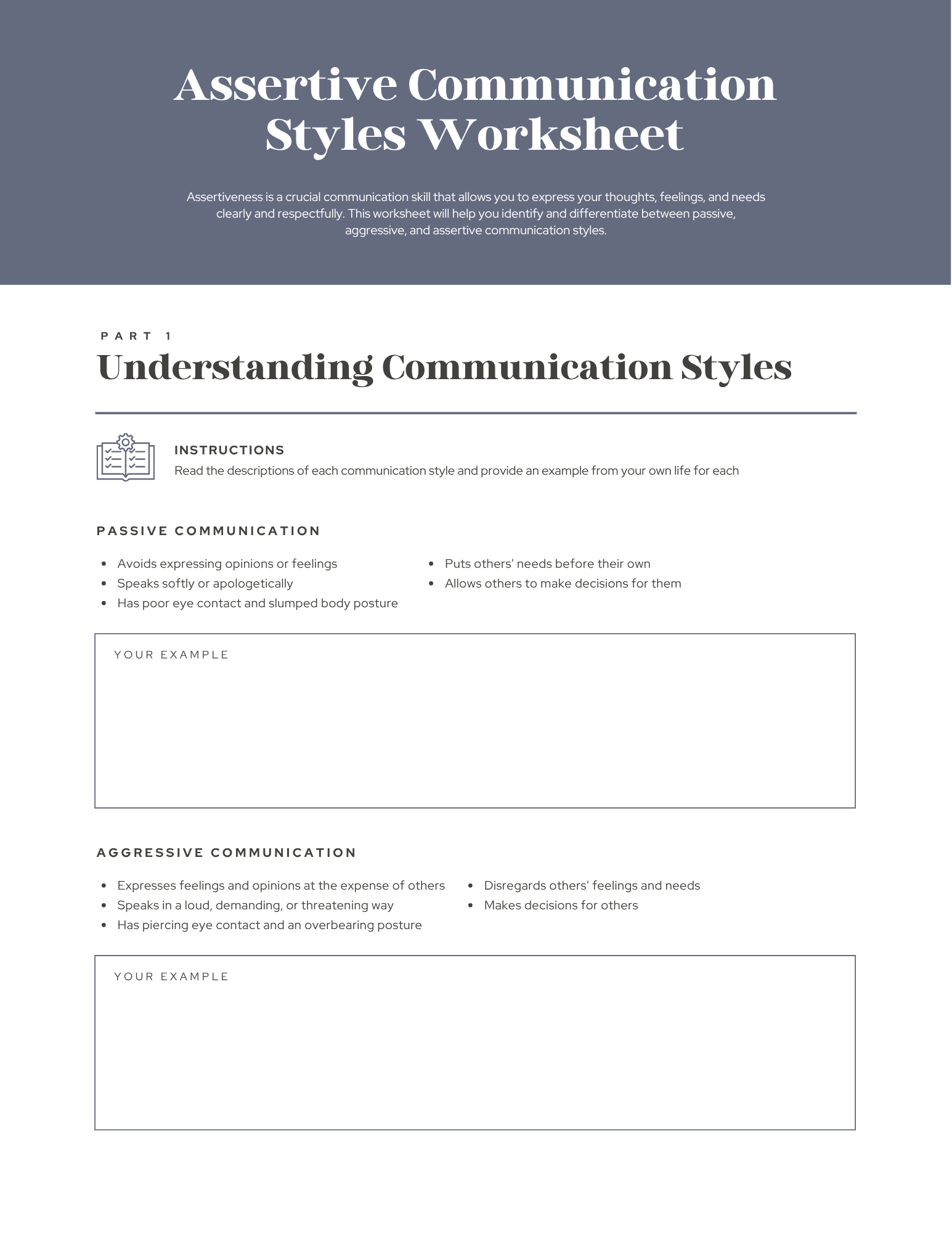 Assertiveness Worksheet