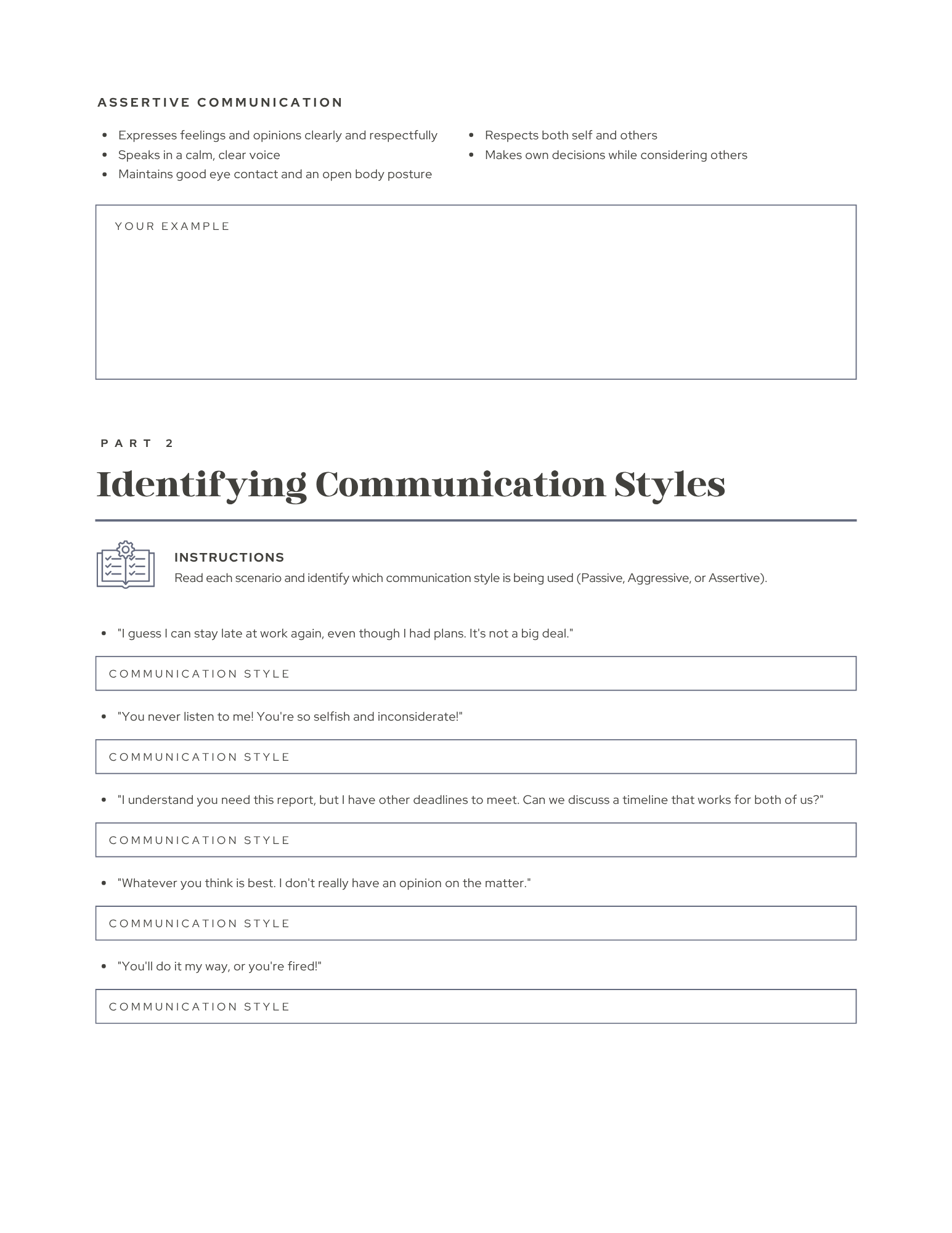 Assertiveness Worksheet