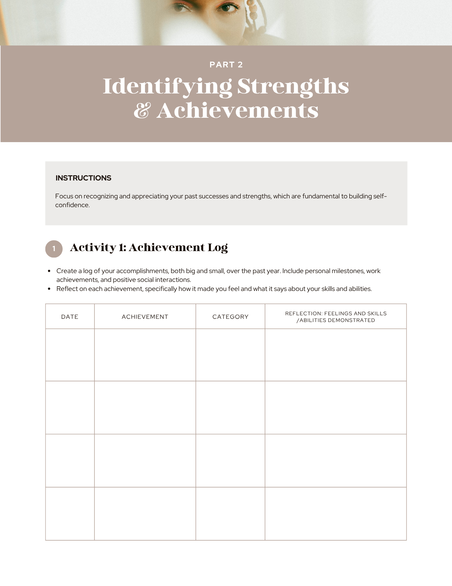 Self- Esteem Worksheets For Adults