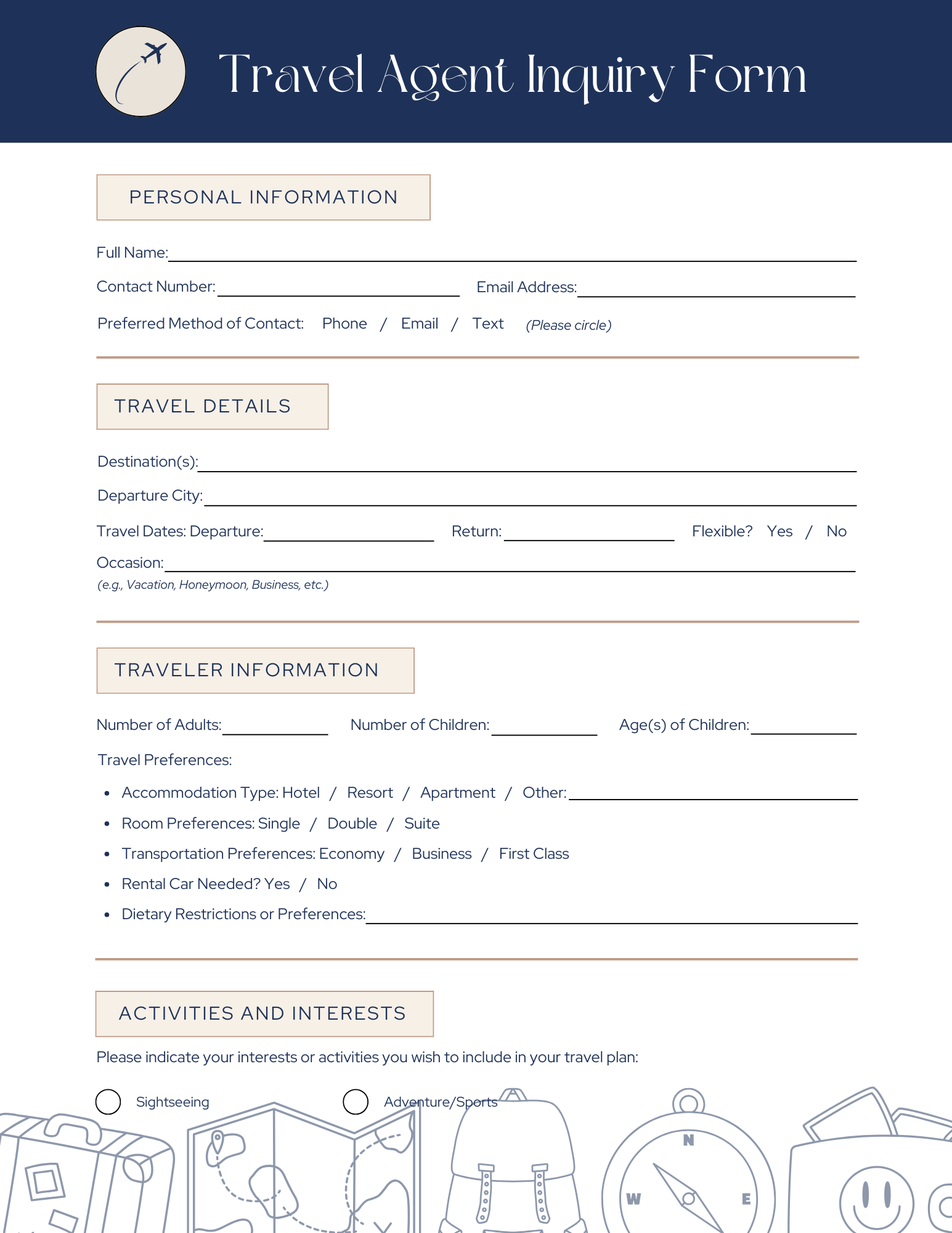 Travel Agent Inquiry Form