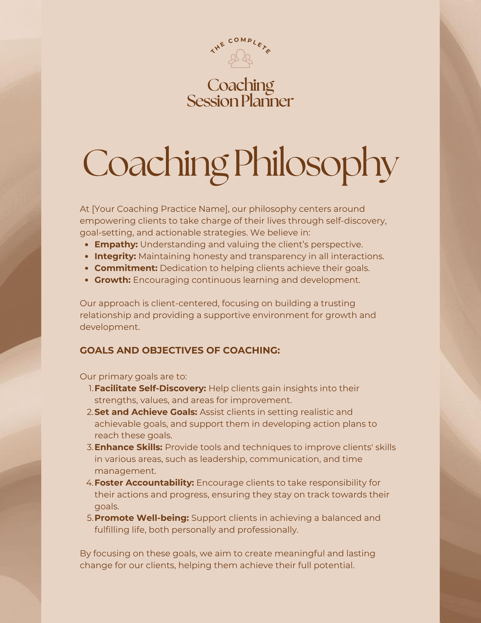 Coaching Session Planner