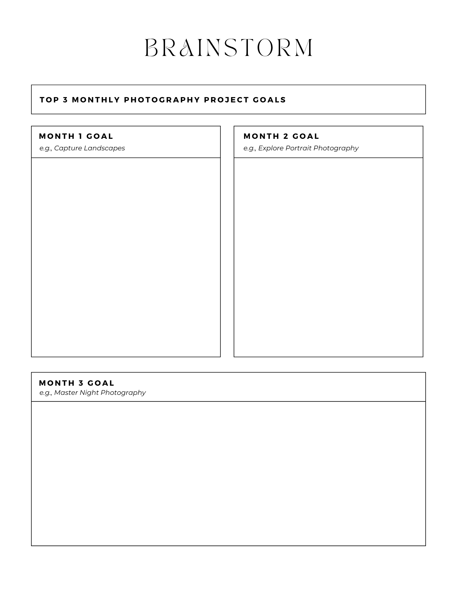 Photography Project Planner