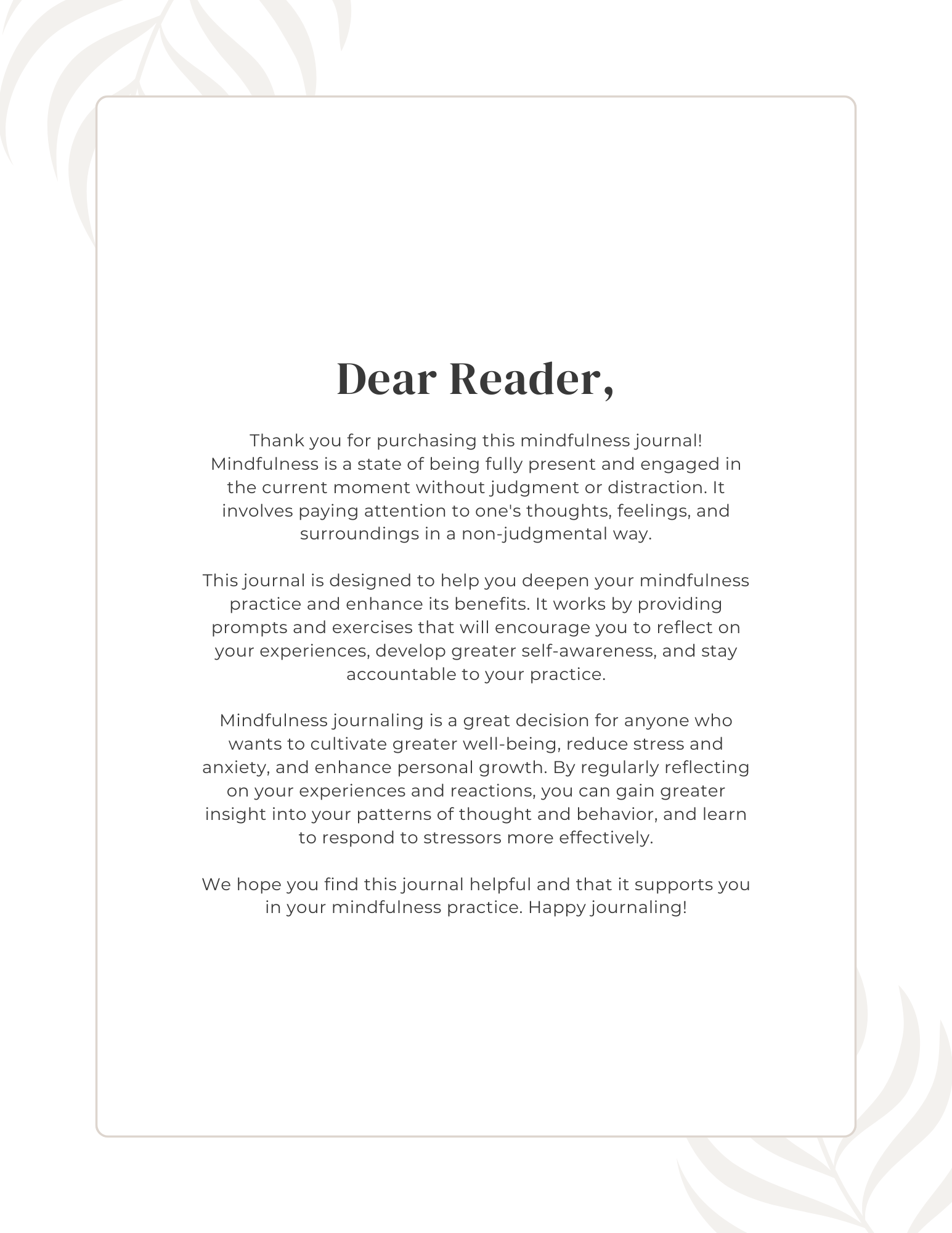 Mindfulness Workbook & Journal 