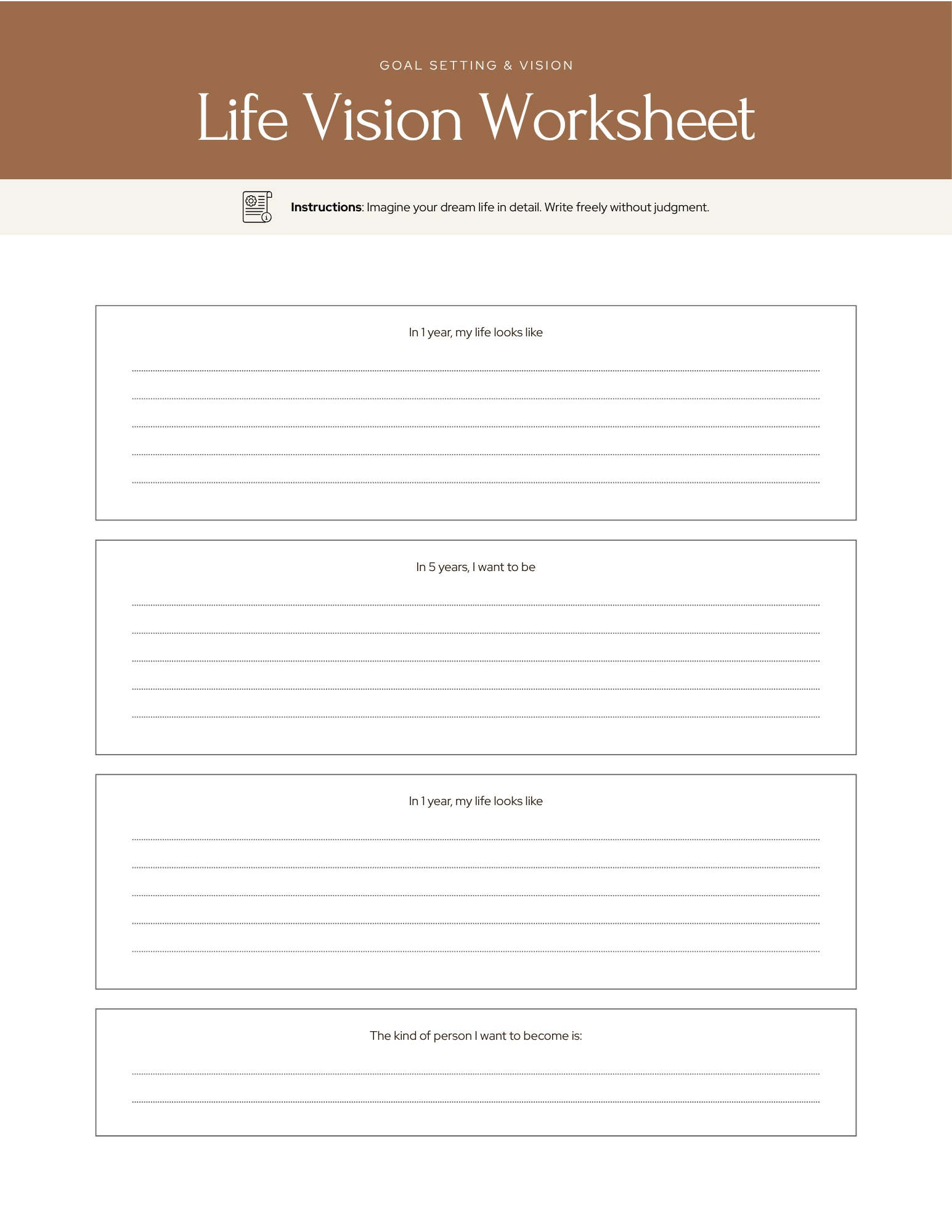 Life Coaching Worksheets