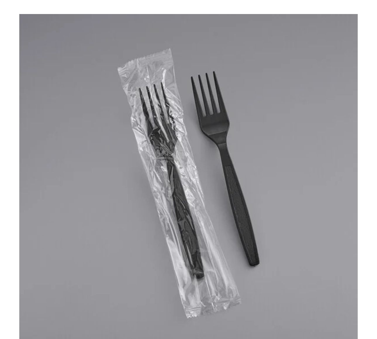 Choice Black Heavy Weight Wrapped Polystyrene Plastic Fork