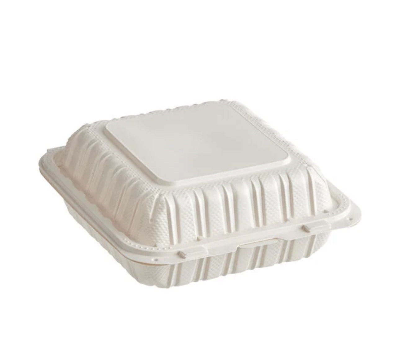 Choice 8 x 8 1-Compartment Microwaveable White Mineral-Filled Plastic Hinged Take-Out Container