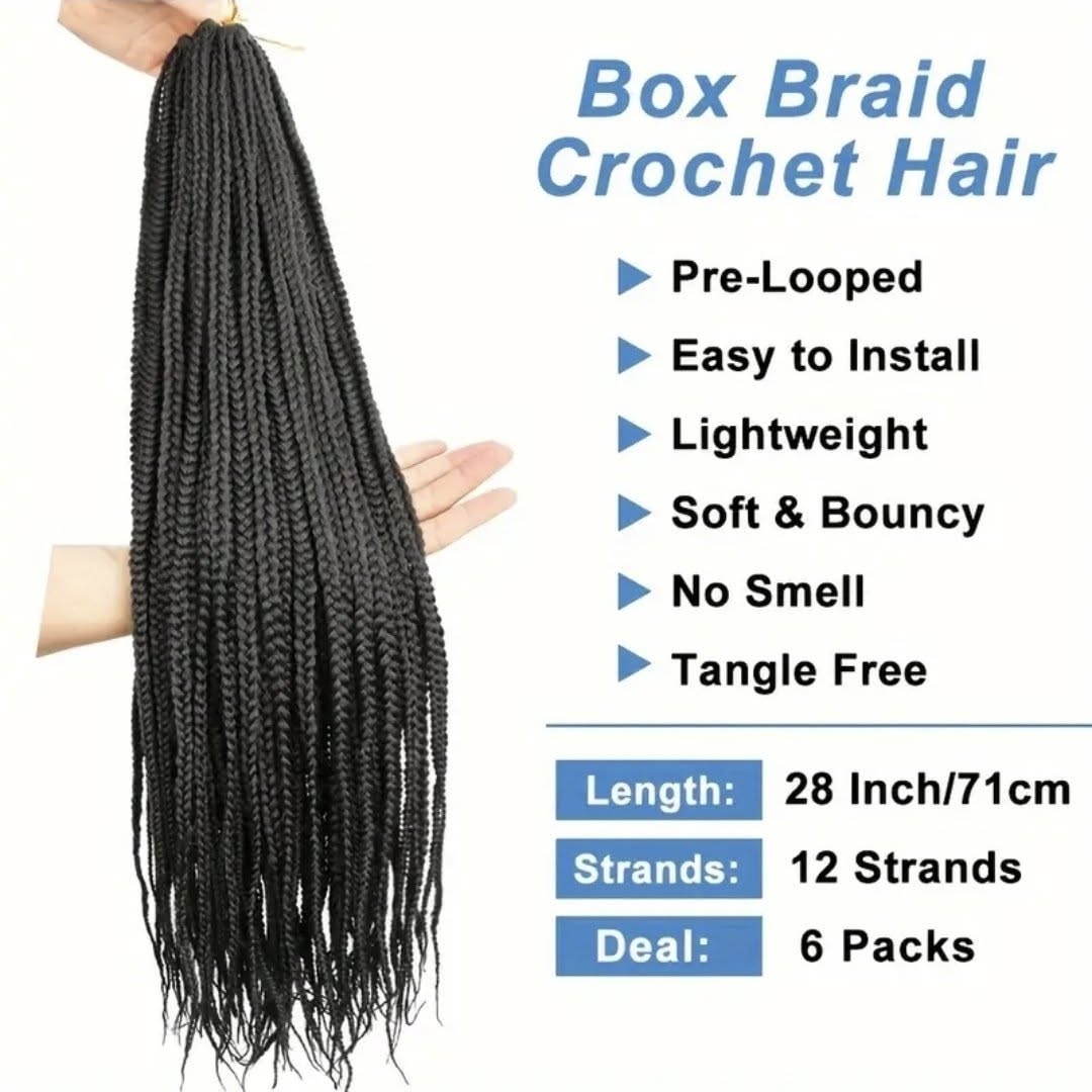 28 inch Box Braid Crochet Hair