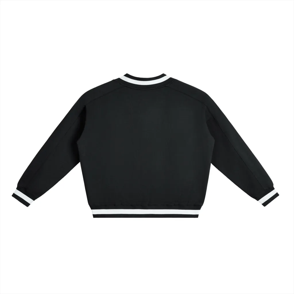 PHENOMENAL V-Neck Contrast Collar Boxy Sweatshirt