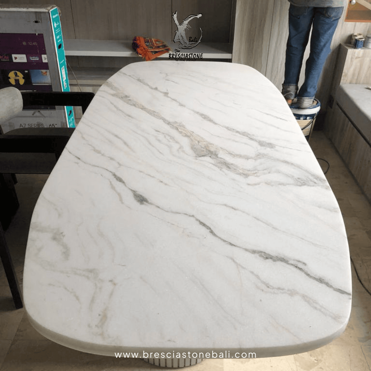 New Statuario Verde Marble Slab 2.46 x 1.58