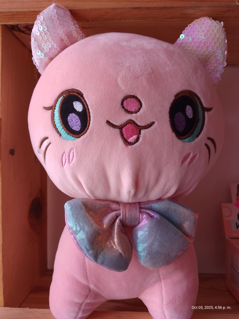 Peluche de gato rosa